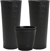 Worth Garden 2-Pack 28" Hand-Hammered Black Metal Planters with Inner Pots - Tall Narrow Pots for Indoor Outdoor Patio Deck Porch