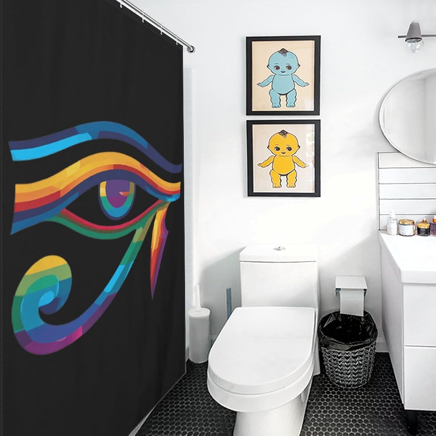 Egyptian Hieroglyphic Eye of Horuses Shower Curtain 46.85x70.87Inch（119x180cm） Polyester Bath Curtain Shower Curtains Printed Decorative