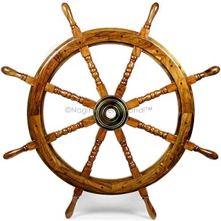 Nagina International Natural Wood Premium Pirate's Boat Ship Wheel (36 Inches)