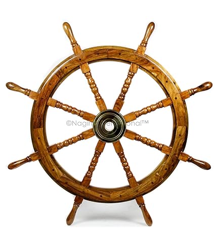 Natural Wood Premium Pirate's Boat Ship Wheel | Nagina International (36 Inches)