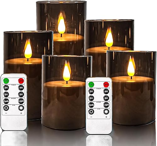 Miniatura 27 de NICEME Velas parpadeantes sin llama con temporizador de control remoto, velas LED de acrílico irrompibles a pilas con llama parpadeante mecha 3D