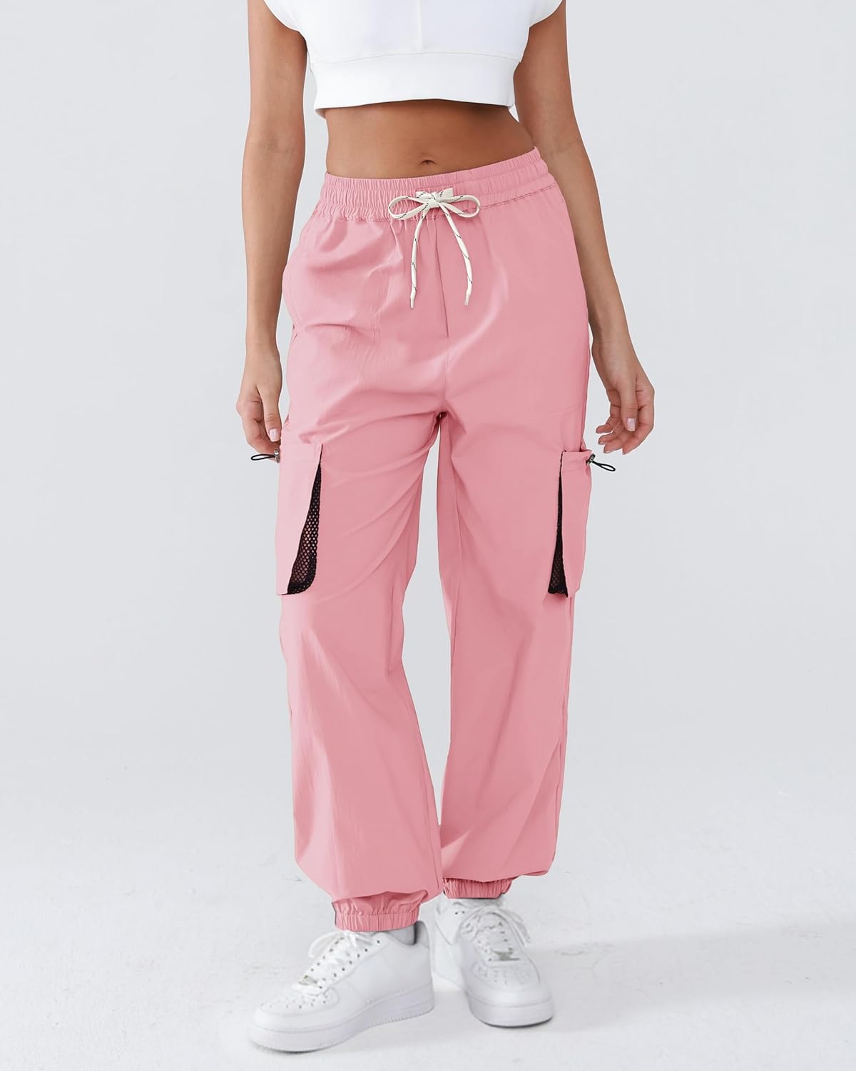 Women's Parachute Cargo Pants Quick Dry Lightweight Hiking Pants with 4 Pockets Water Resistant Travel Casual - Image 5