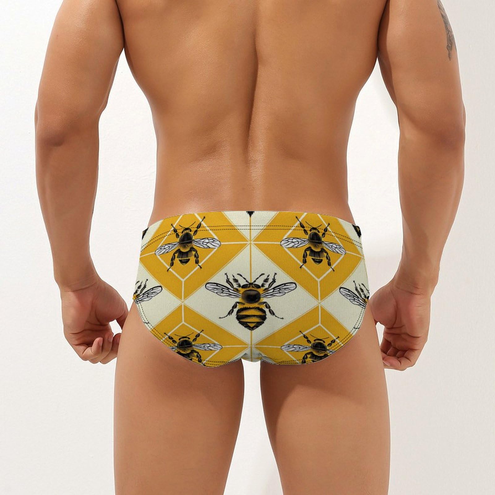 Honey Bee Mens Swim Briefs Quick Dry Swim Trunk Bikini Underwear Swimsuit S