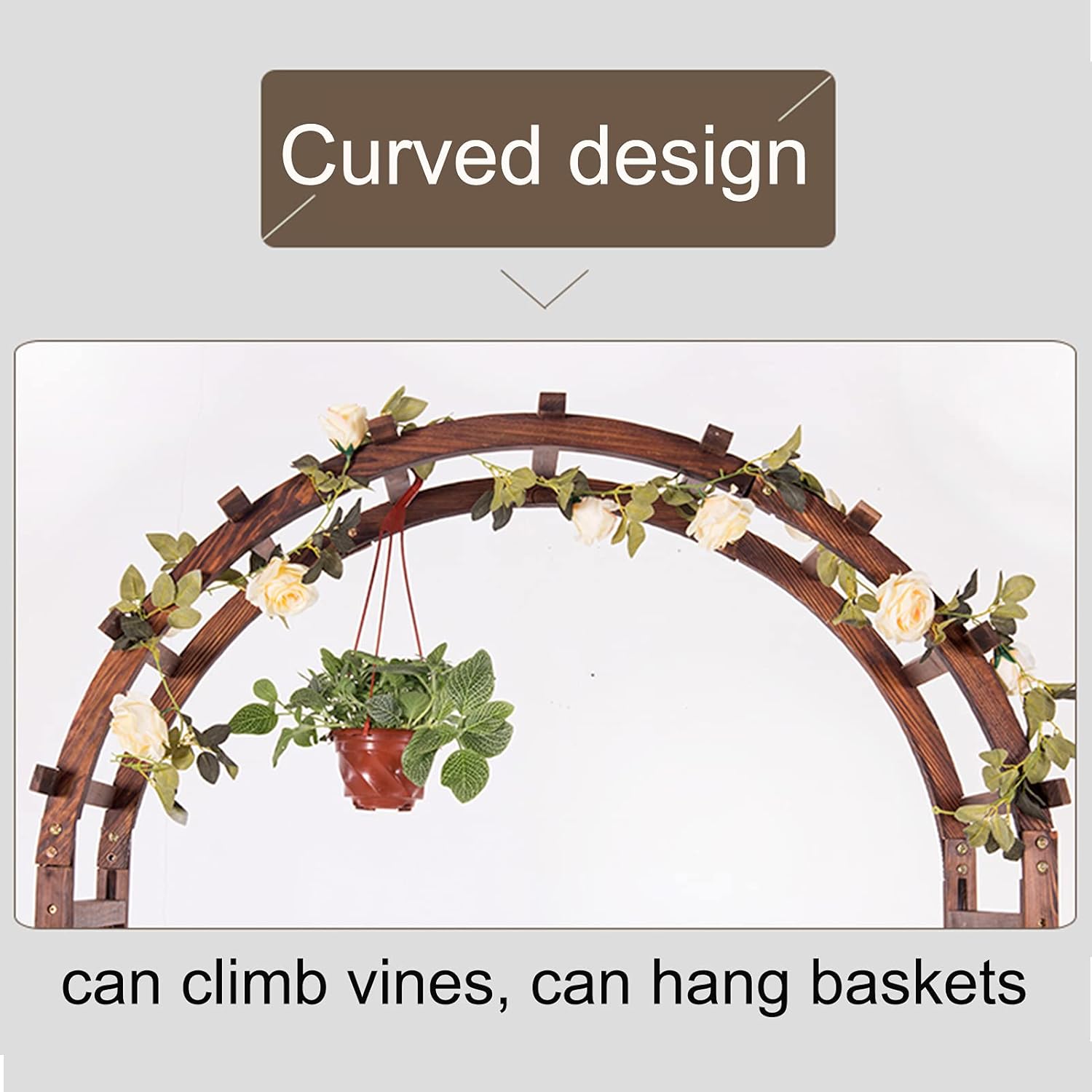 Rose Arch Wood,Weatherproof Garden Arches,Pergola Trellis,Archway Trellis for Climbing Plants,Rose Tendrils,Arbors,Climbing Aid,Outdoor Garden Lawn,Backyard Terrace,Wedding,120x215cm/140x225cm