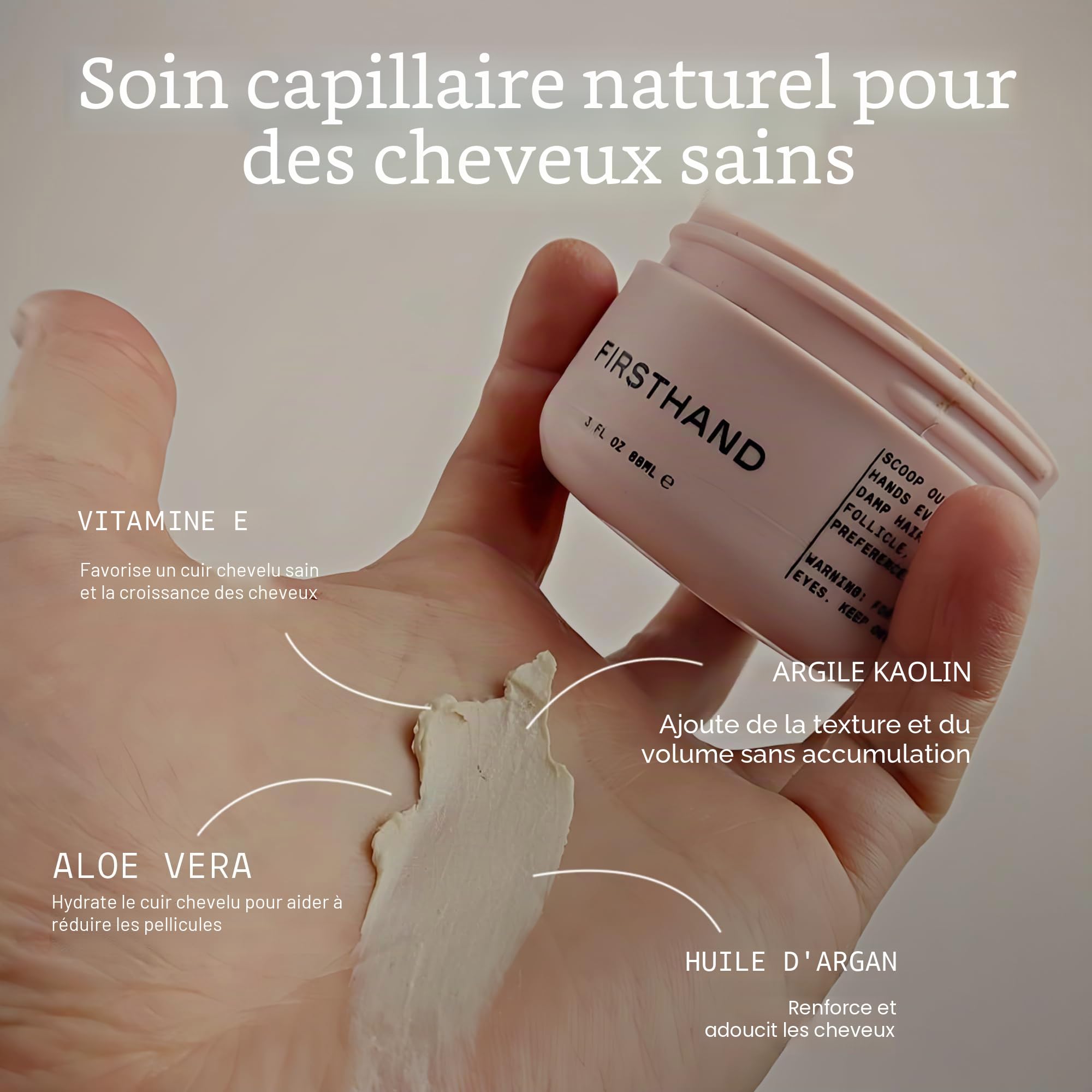 Firsthand Supply Clay Pomade pour hommes et femmes Finition mate Tenue extra forte Non grasse Pommade bio à base d’eau Facile à recoiffer Idéal pour cheveux courts à mi-longs 88 ml