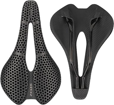 3D Printed Carbon Fiber Bike Saddle,Breathable/Waterproof/Light Unisex Cushion Seat for BMX, MTB & Road-BlackFull Carbon Fiber&Nylon