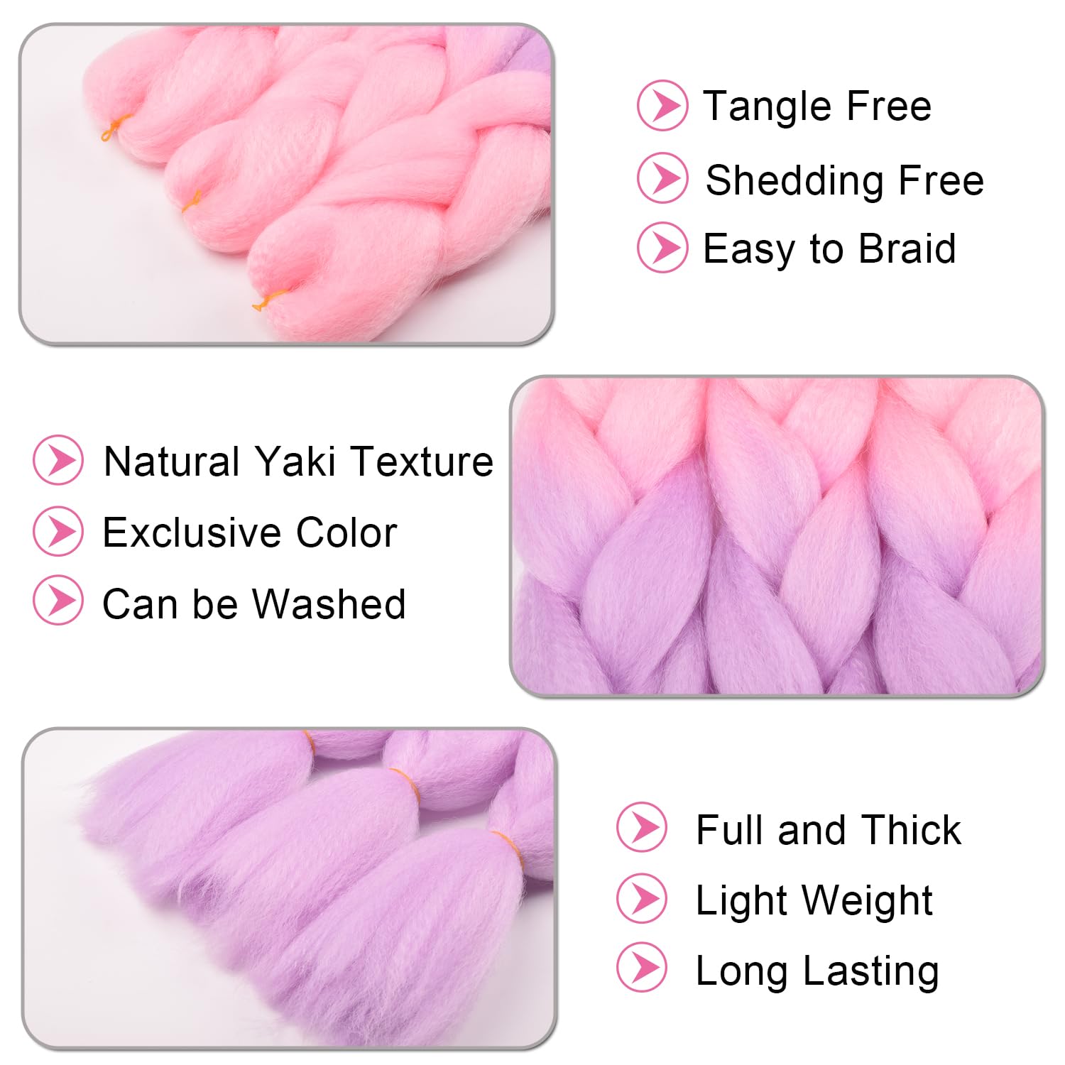Amazon.com : BACANA Pink Ombre Braiding Hair Light Pink/Light
