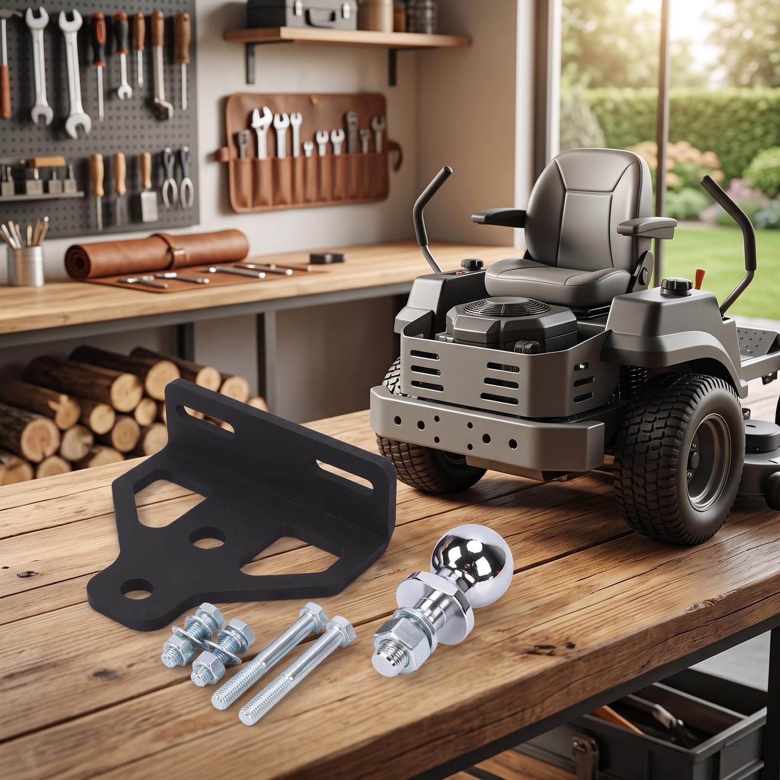 Generic Nullwendekreis-Mäher-Anhängerkupplung, 2-Zoll-Kugel, 6000 Pfund | Robuster Stahl, Wetterfest, Verwendung mit Rasenanhängern, Traktor-Geländewagen-UTV-Kompatibilität, Einfache Einrichtung