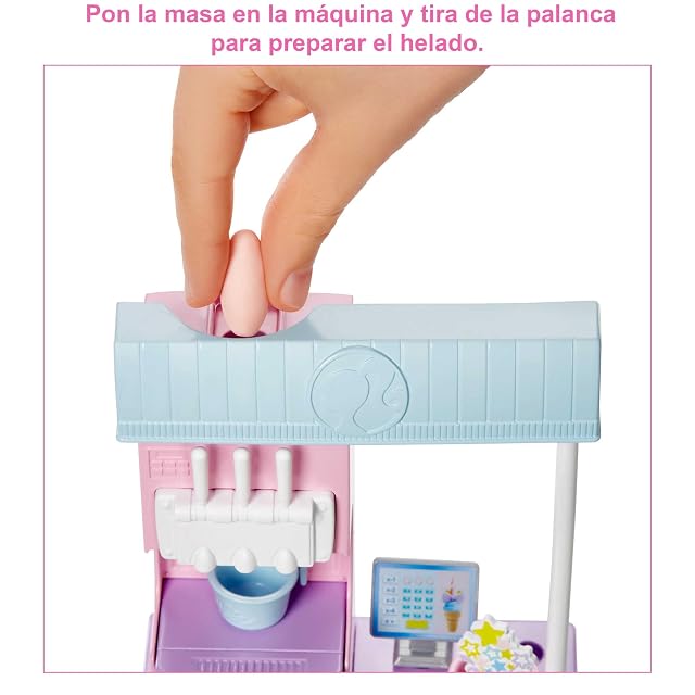 Foto 3 de 7 de Barbie Juego de Heladería con Muñeca Rubia - Función de Hacer Helados - 2 Masas y Accesorios