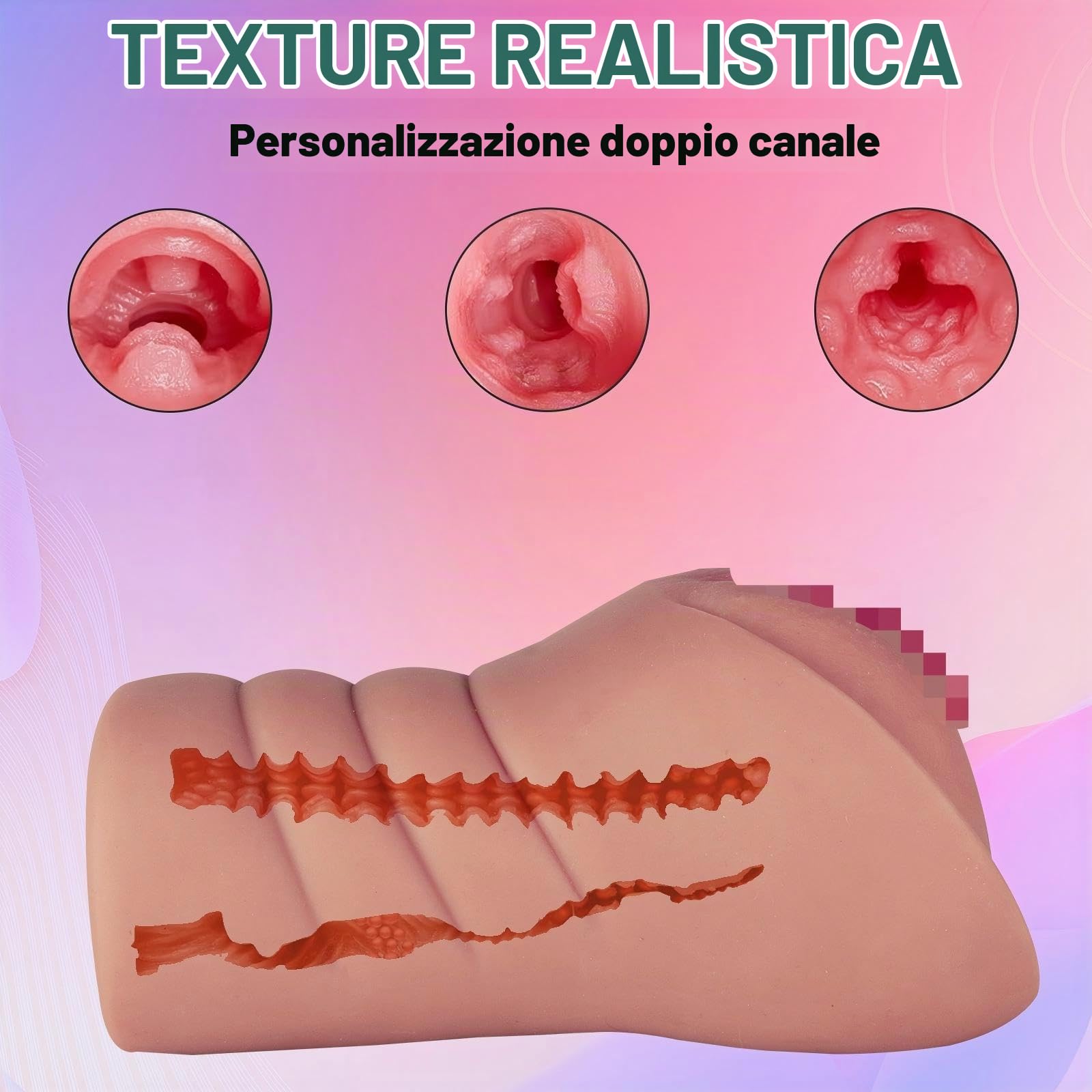 Masturbatore Realistico Pocket Pussy Sex toy Masturbatore Con Canale Clitorideo 3D Grande Per Uomini Sex Toy Erotico Per Uomini Solo(Marrone)