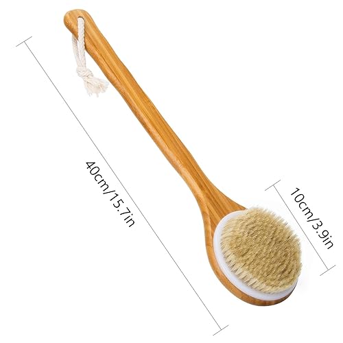 Miniatura 3 de Bath Dry Body Brush- Cepillo para la espalda con cerdas naturales, de largo mango de madera para la celulitis y es exfoliante de Janrely