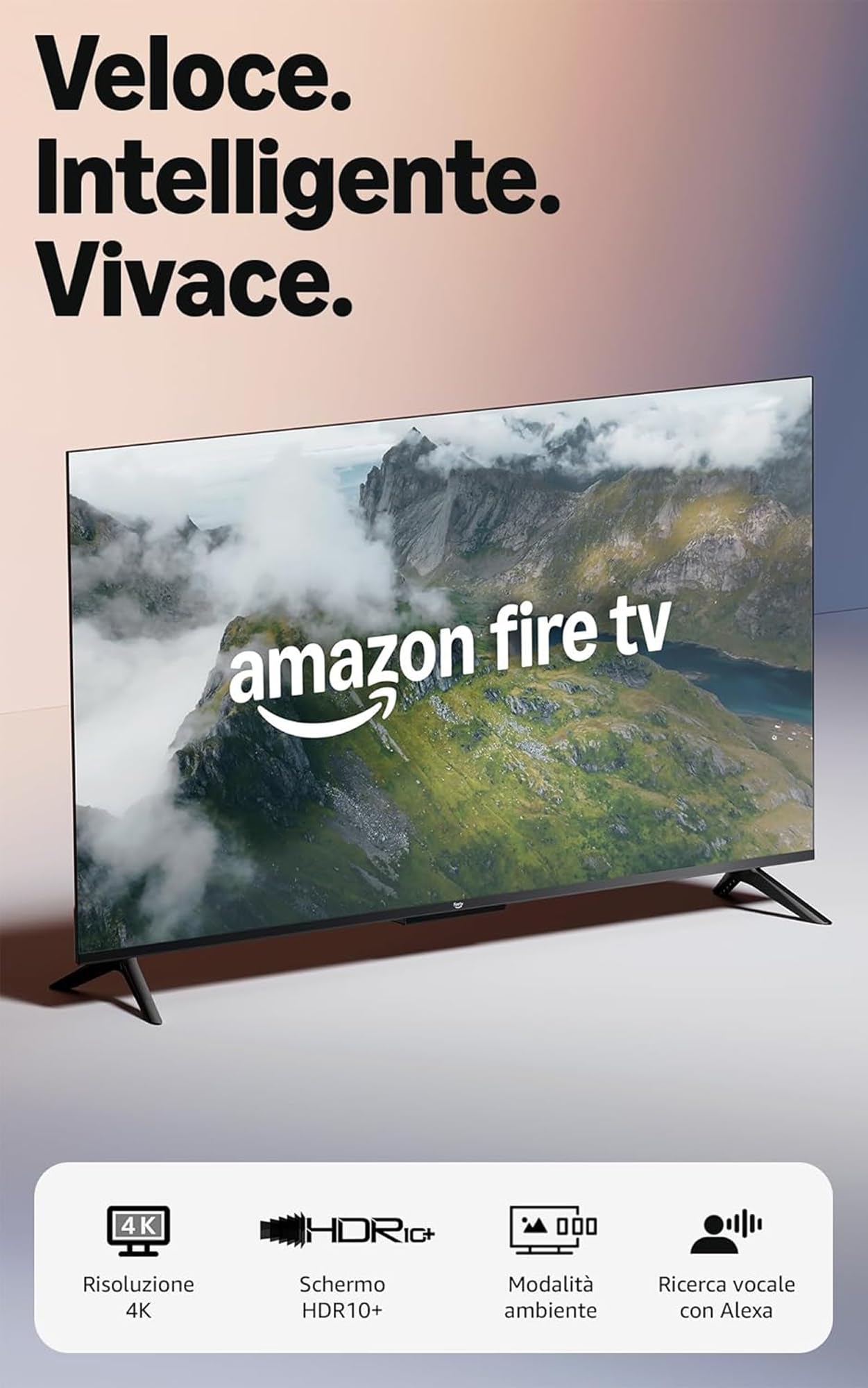 Amazon Ember Serie 4 da 43" con Fire TV, smart TV 4K Ultra HD con telecomando Alexa, HDR10+, processore veloce, Dolby Audio, modalità ambiente + Fire TV Soundbar di Amazon, altoparlante 2.0