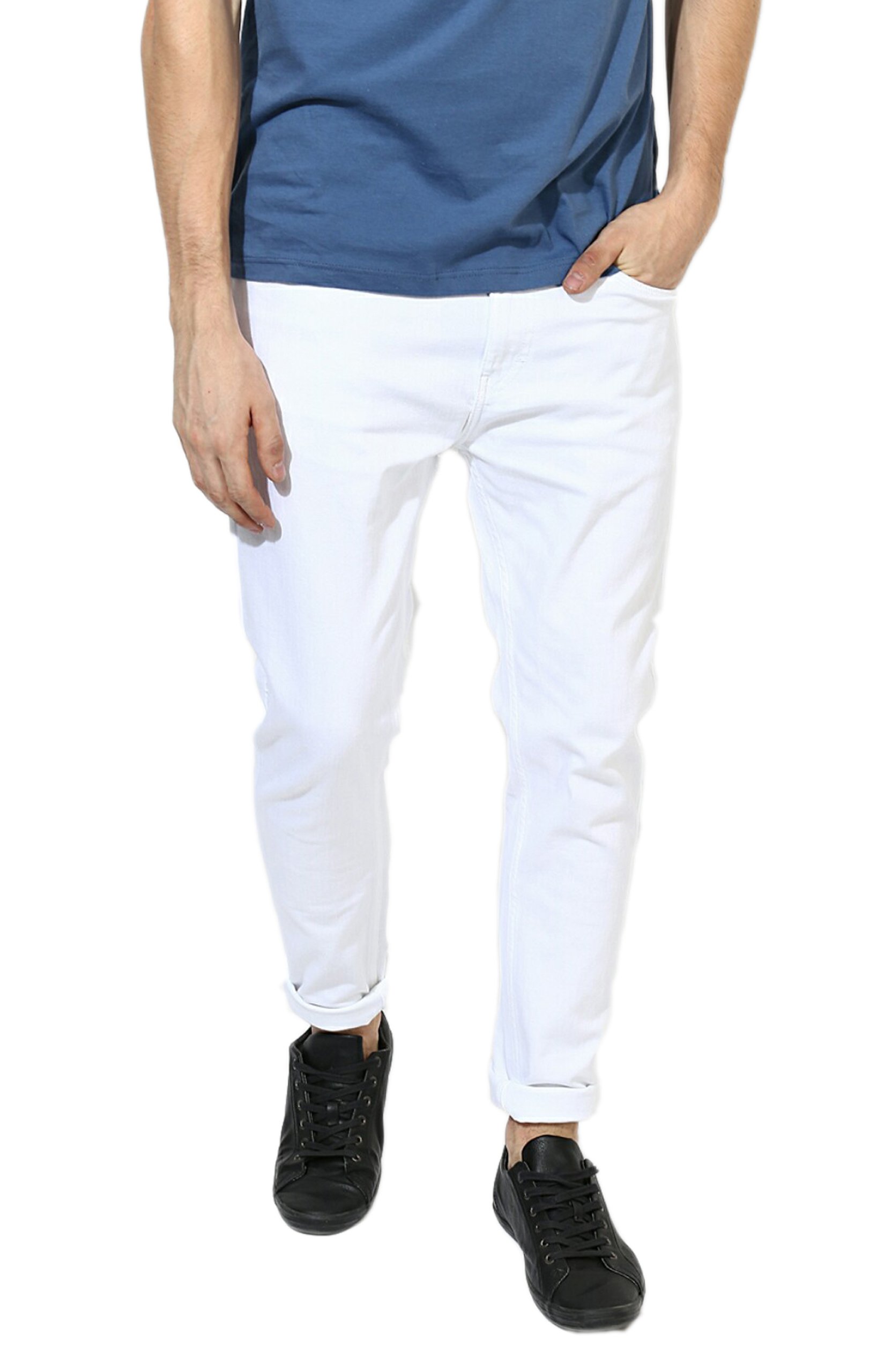 halogen Mens Strechable Relaxed Look Skinny Fit White Jeans-picture-26