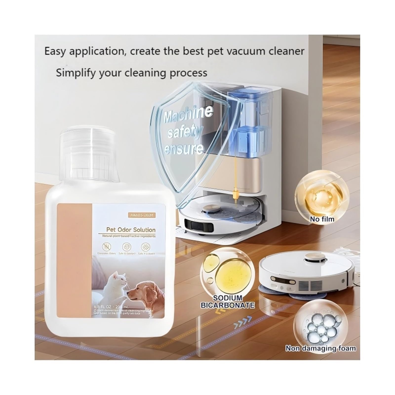 Solución Para Olores De Mascotas De Aspiradora De 200 ML Para Una Limpieza Profunda. Compatible Con MOVA P10Pro Ultra / P50 Pro Ultra / E30 Ultra / S10 Plus / V50 Ultra(6Pcs)