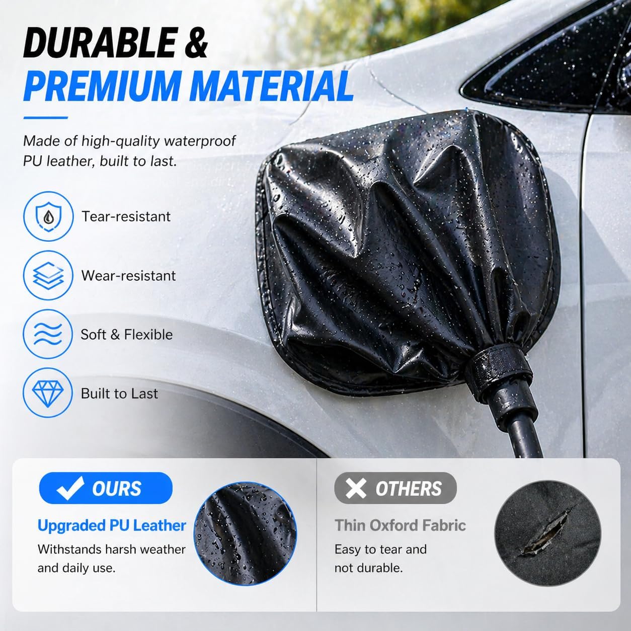 EV Charger Plug Cover, Malleable Magnetic Strips with Suction Cups Electric Car Charging Port Cover, Outdoor Waterproof Rain UV All-Weather Protection, Suitable for Steel-Bodied Electric Vehicles