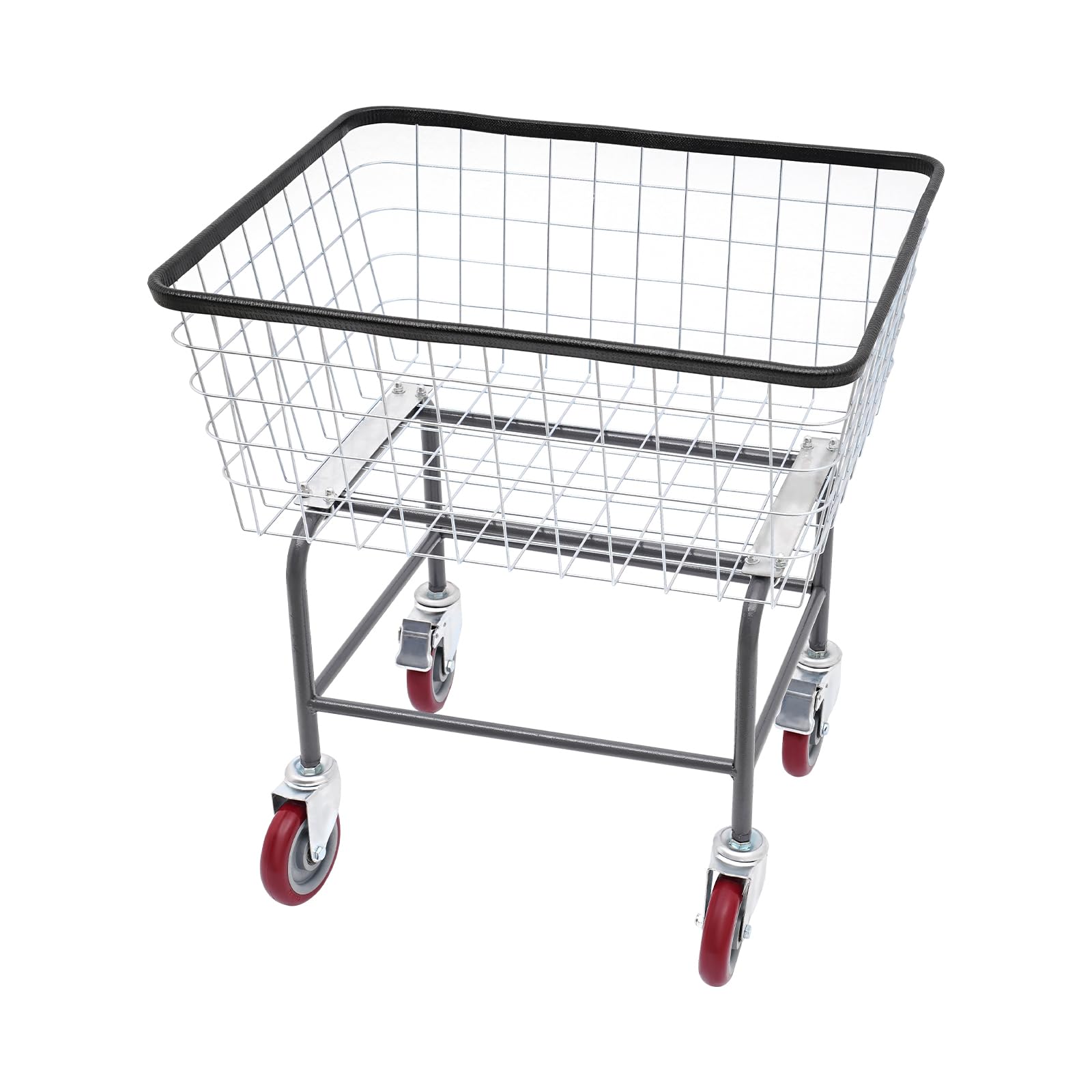 Steel Wire Laundry Cart Wire Laundry Basket with Wheels Commercial Laundry Basket Cart 20 * 8 * 15.7in Rolling Wire Laundry Cart, 4inch Casters, Free Standing, for Laundry