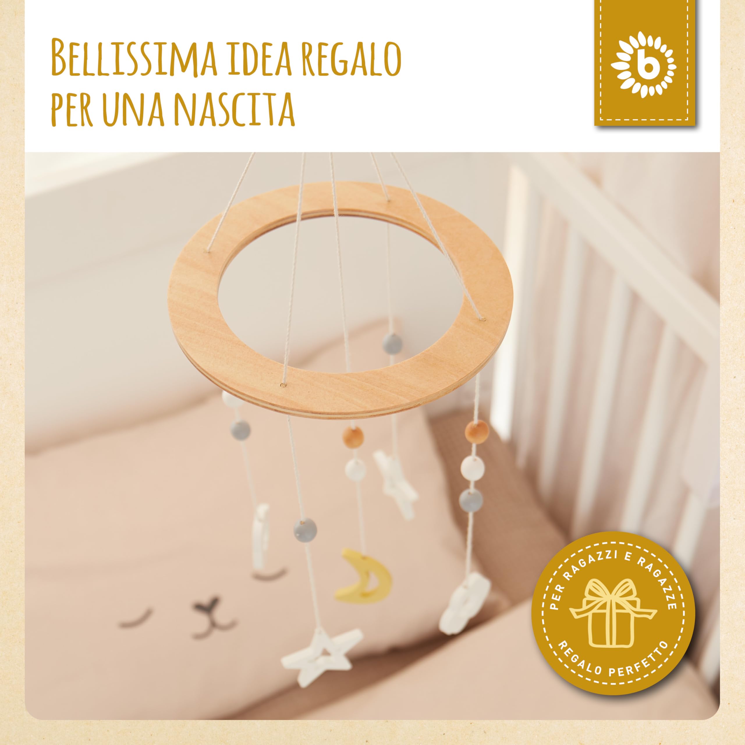Bieco | Giostrina Culla Neonato in Legno | Decorazioni Cameretta | Carillon