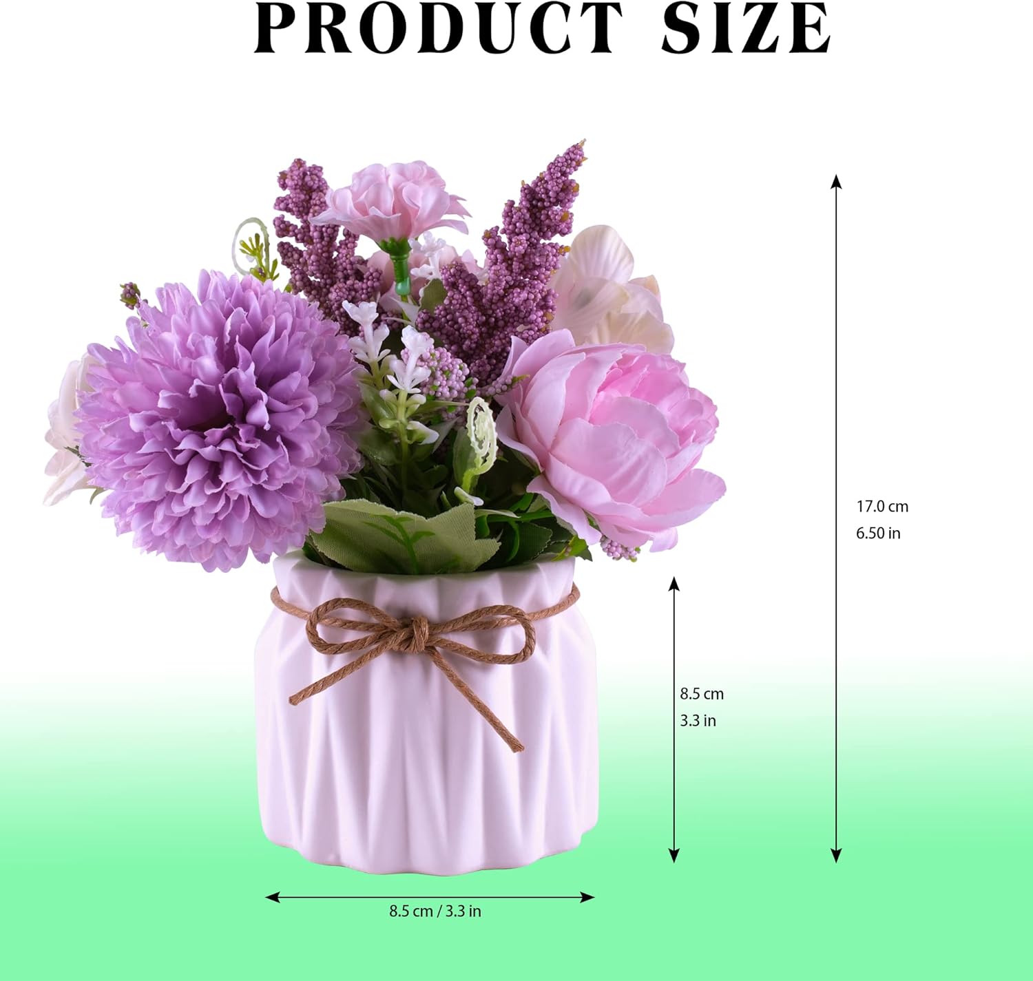 Artificial Potted Flowers, Small Ceramic Vase Fake Flower Plants Desktop Decoration Indoor for Home and Office, Faux Flowers Hydrangea Decora for Table,Bookshelf,Bedroom,Living Room,Party.(Purple) - Image 3