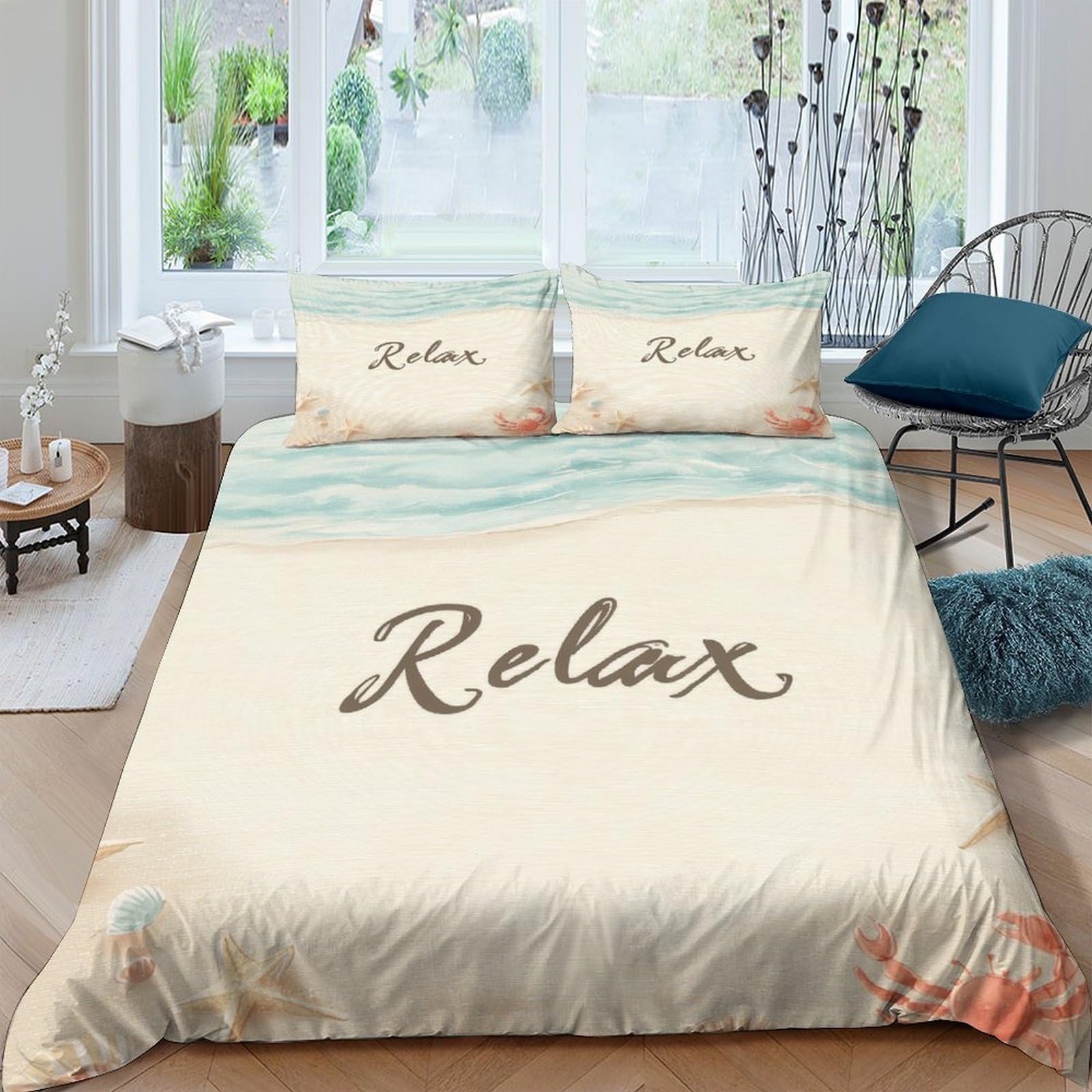Ctjqhvkz Style-4 3D Printed Beach Relax Fitted Sheet Microfiber Soft Bedroom Decor Ocean Sunset Mattress Cover Easy Care Single（135X200cm）