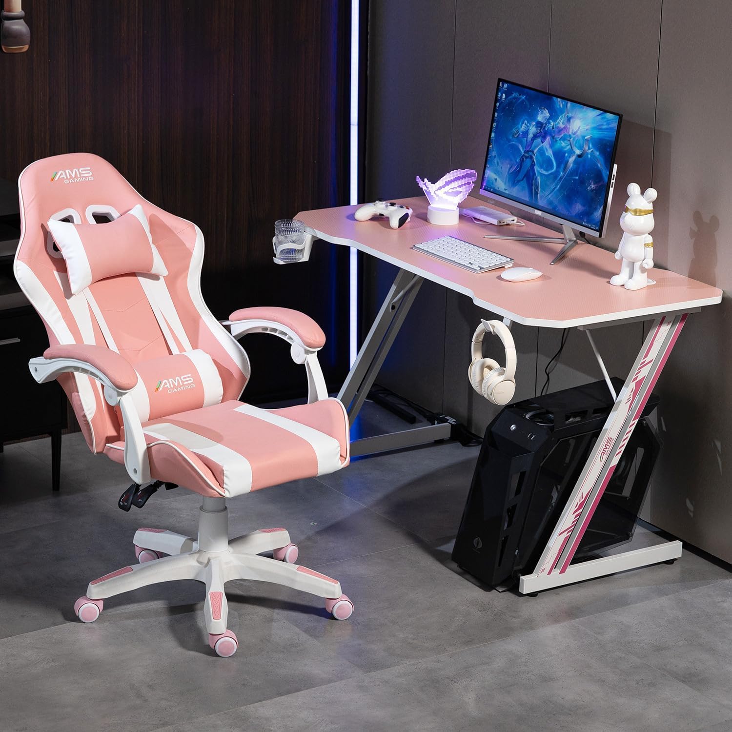 Sedia da Ufficio Ergonomica con Schienale a Rete, Reclinabile 135°, Cuscino Lombare, Nero