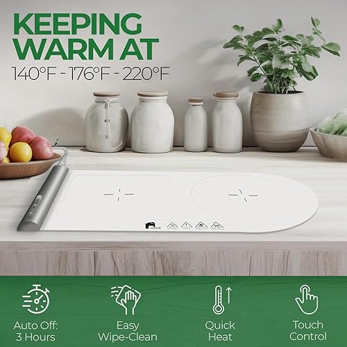 Miniatura 3 de EconoHome Calentador de alimentos de silicona prémium para fiestas, bufé, sábado, días festivos, bandeja de calentamiento de alimentos eléctrica