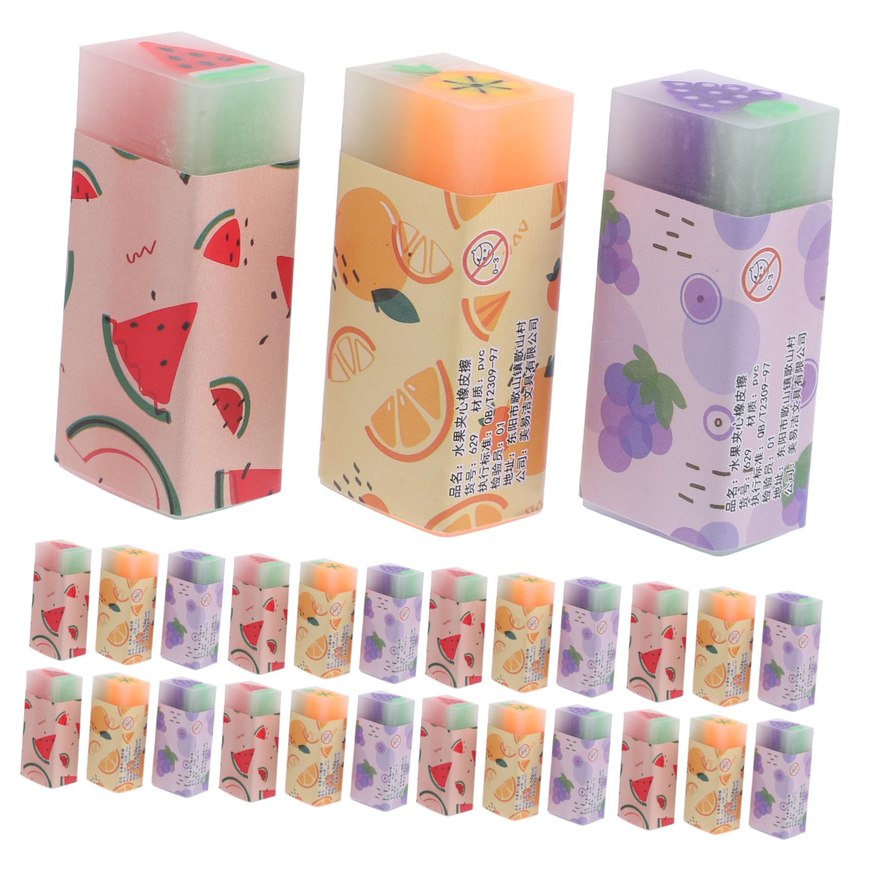 Uonlytech Gomme à Effacer Fruit Parfumée 36 Pièces en Caoutchouc
