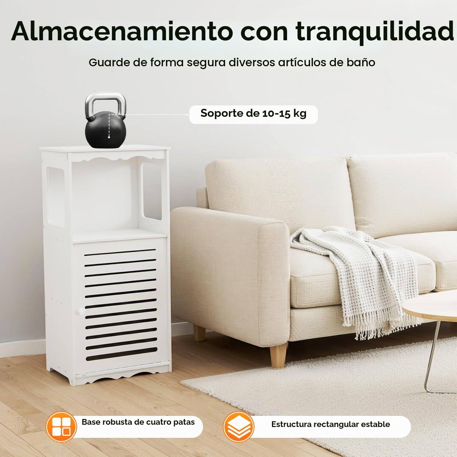 SHZICMY Armario de Baño Estrecho PVC Blanco con Puerta 37,6 x 28 x 79,8 cm