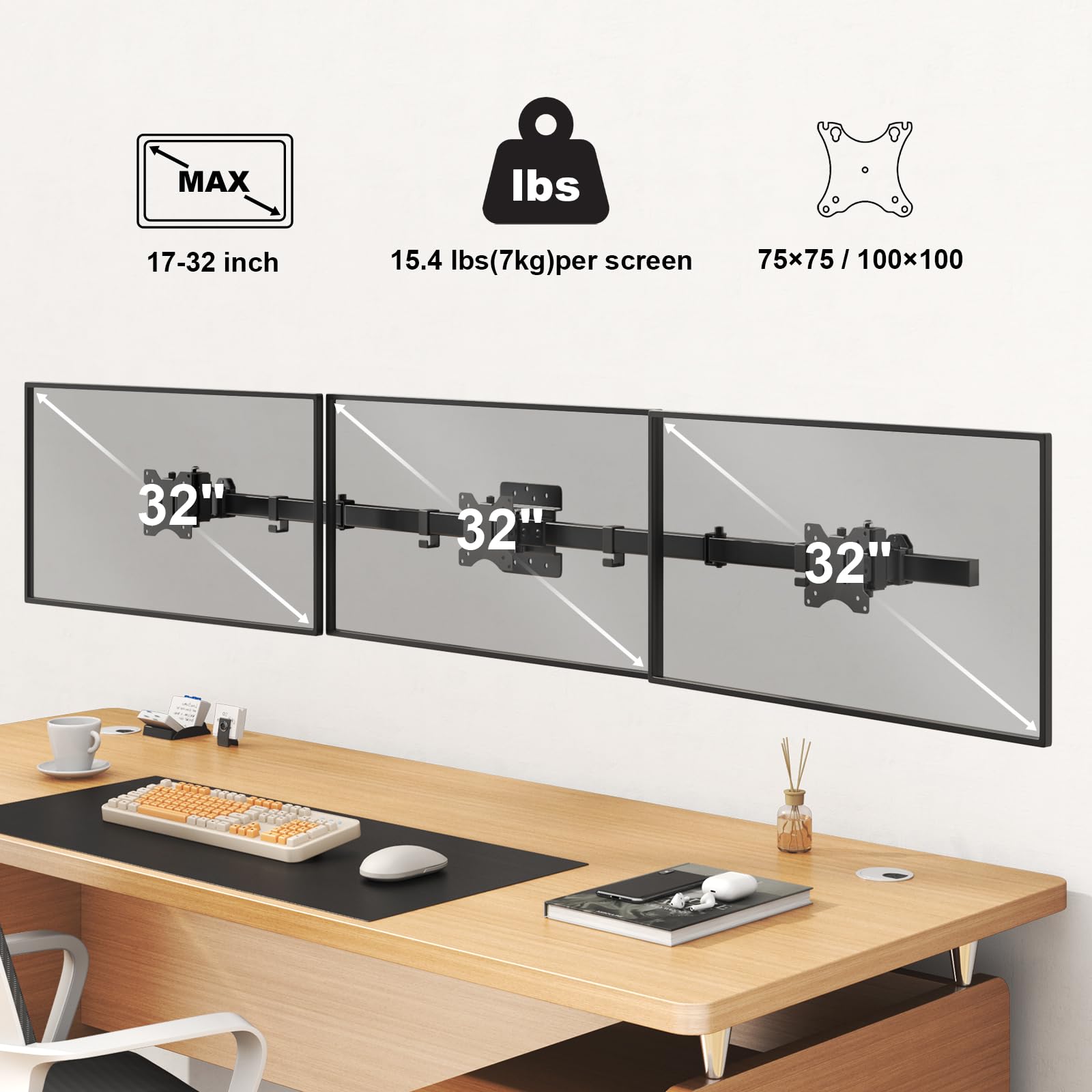 Triple Monitor Wall-Mount for 17