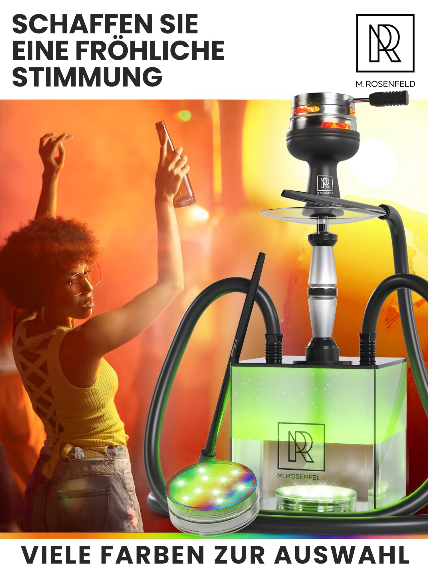 M. ROSENFELD Kompletny zestaw do shishy To Go z torbą i akcesoriami premium – zestaw główek z HMD, ustnikiem, aluminiową rurą zanurzeniową, dyfuzorem i akrylową miską, czarny