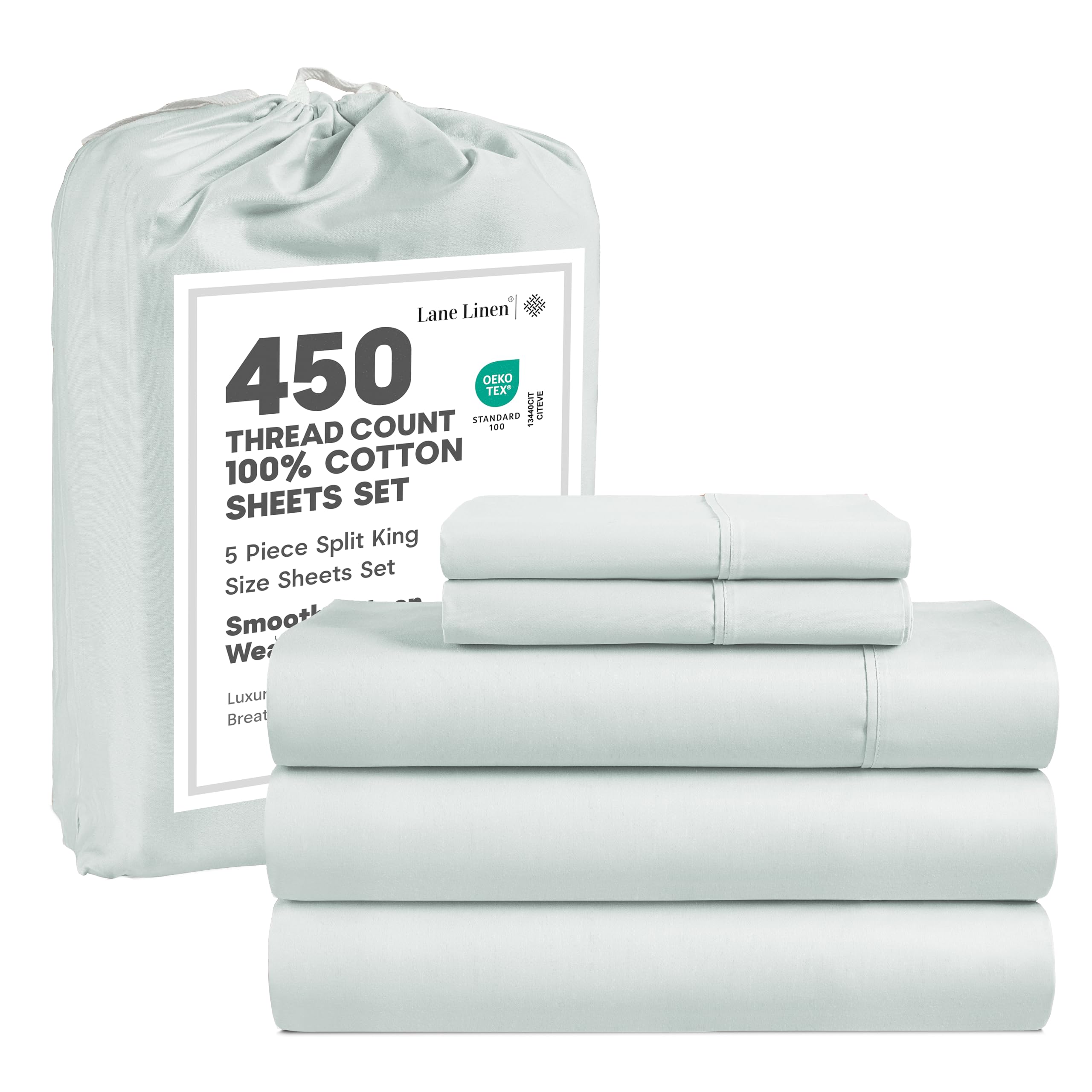 Lane Linen 100% Cotton Bed Sheets – 450 Thread Count Cooling Sheets Queen, Durable Daily Use Bedding, Value Comfort for Nightly Rest, Hotel Sateen Finish, Snug Fit 15" Deep Pocket Fitted Sheet – Taupe — view 52