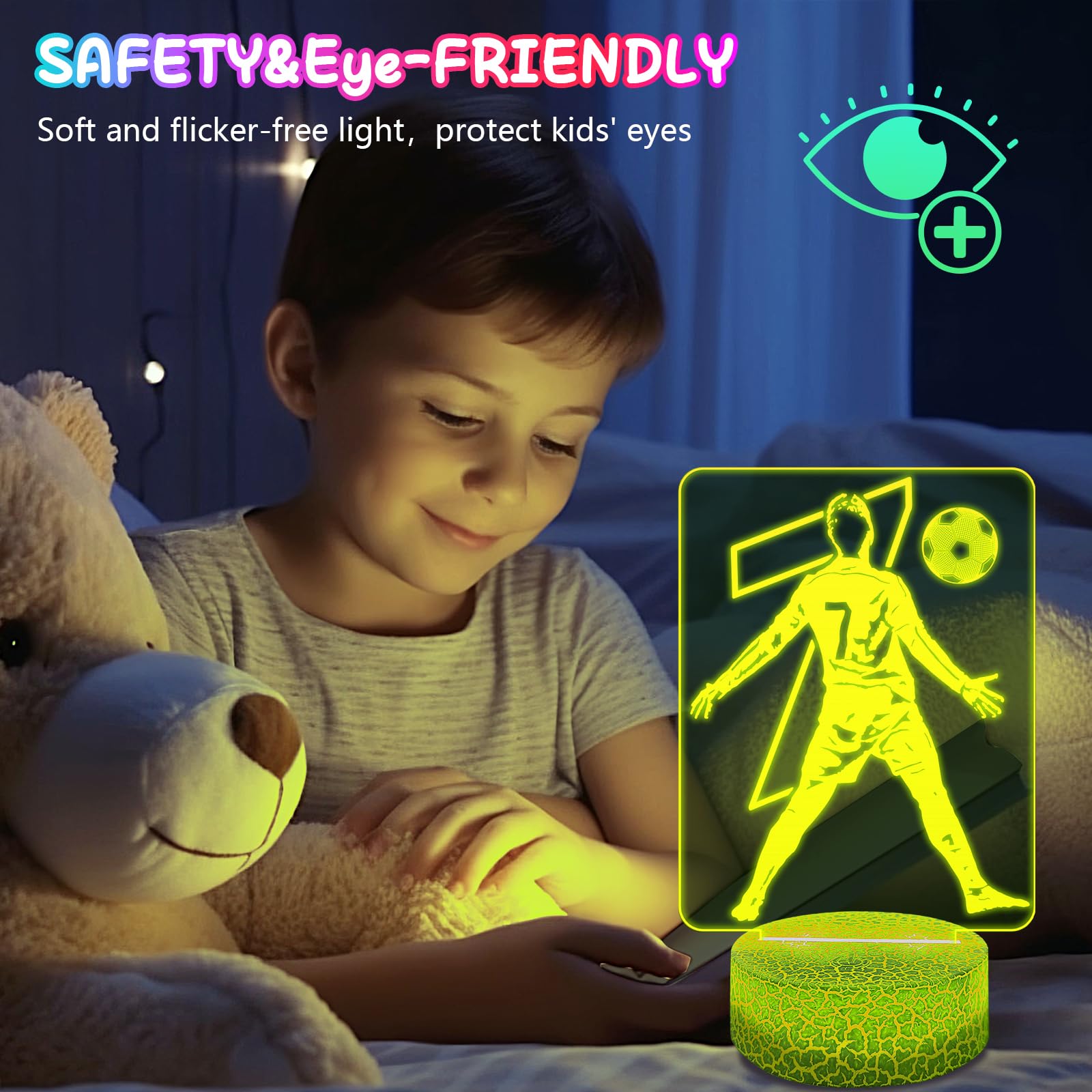 Polemera luce notturna illuminazione ottica 3D con telecomando 16 colori cambiabile regalo di compleanno tifosi di calcio ragazzi ragazze adolescenti uomini