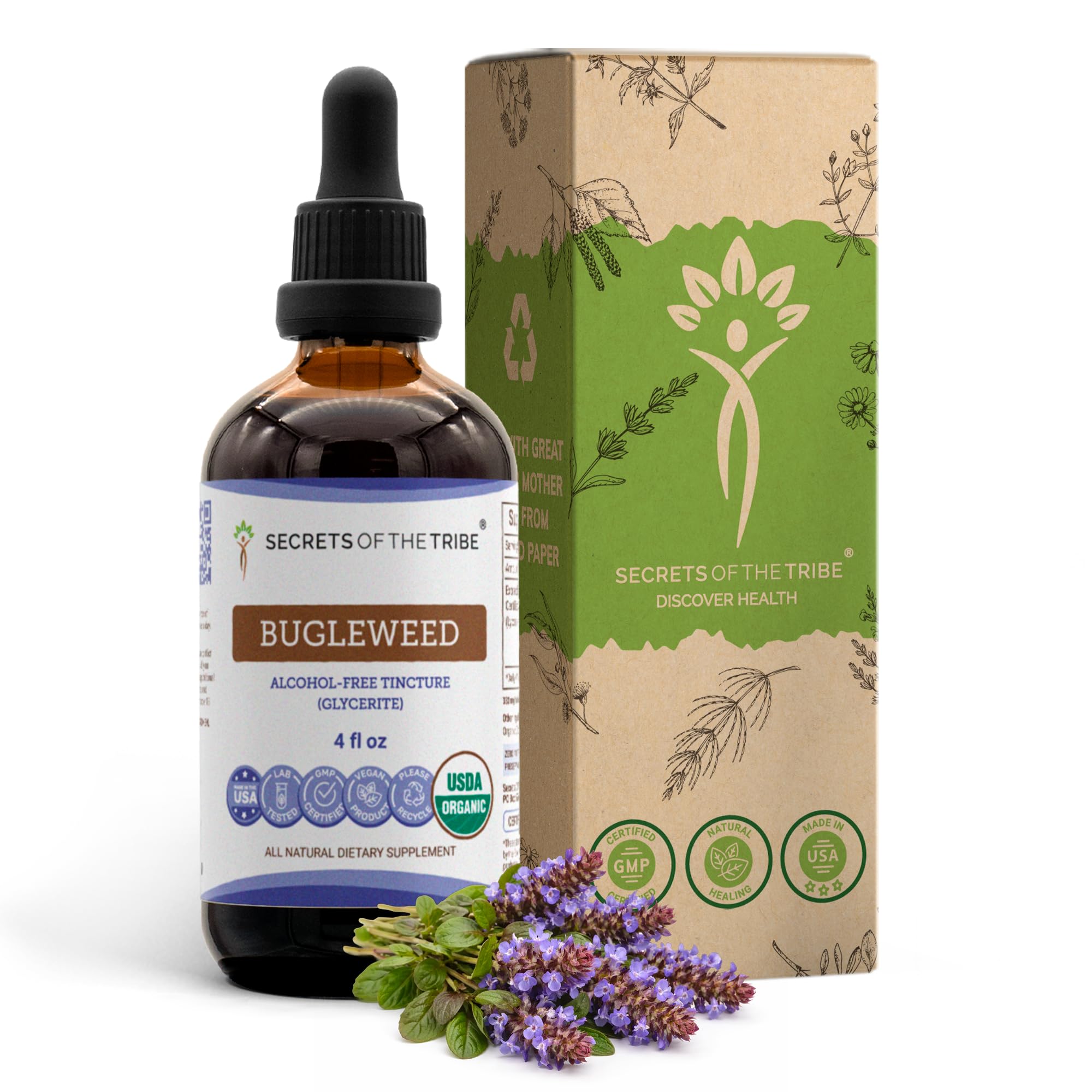 Bugleweed USDA Organic | Alcohol-FREE Extract, High-Potency Herbal Drops, Respiratory System | Made from 100% Certified Organic Bugleweed (Ze Lan, Lycopus Virginicus) Dried Herb 4 oz