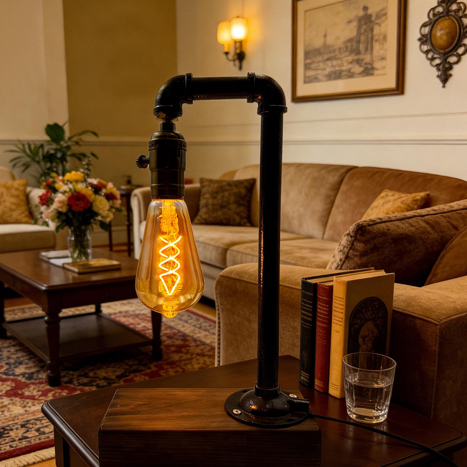Edison Vintage Glühbirne E27,E27 LED Vintage 4W ST64 2700K Warmweiss Retro Glühbirne LED Filament Lampe für Retro Beleuchtung im Wohnzimmer/Schlafzimmer/Esszimmer - Bernstein, 6 Stück