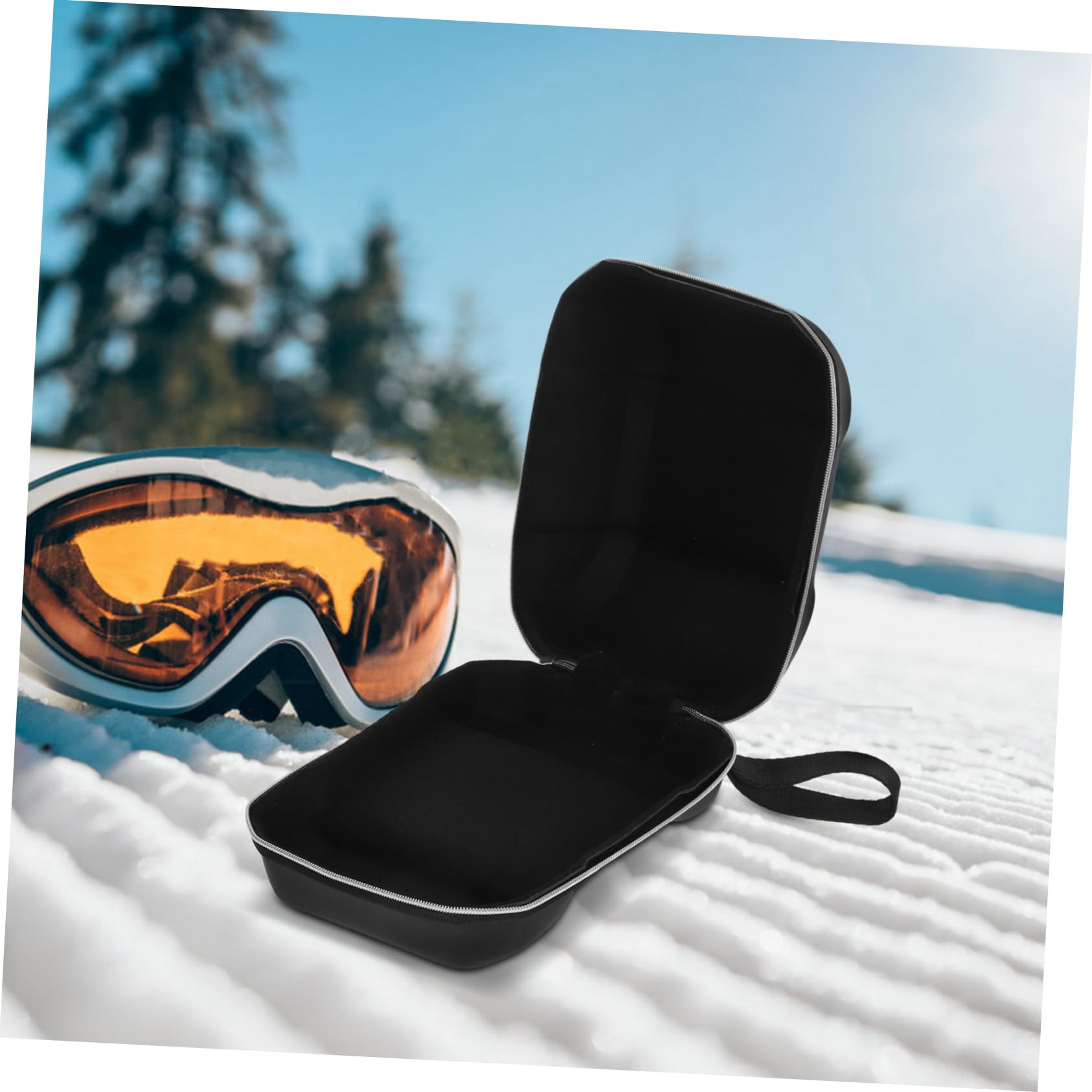 Yardwe Skibrillenetui Brillenhalter Snowboarden Schnee Brillenetuis Sonnenbrillenetui brillenetui Outdoor Reisverschluss zipties Snowboardbrillenabdeckung Brillenbehälter Polyester Black