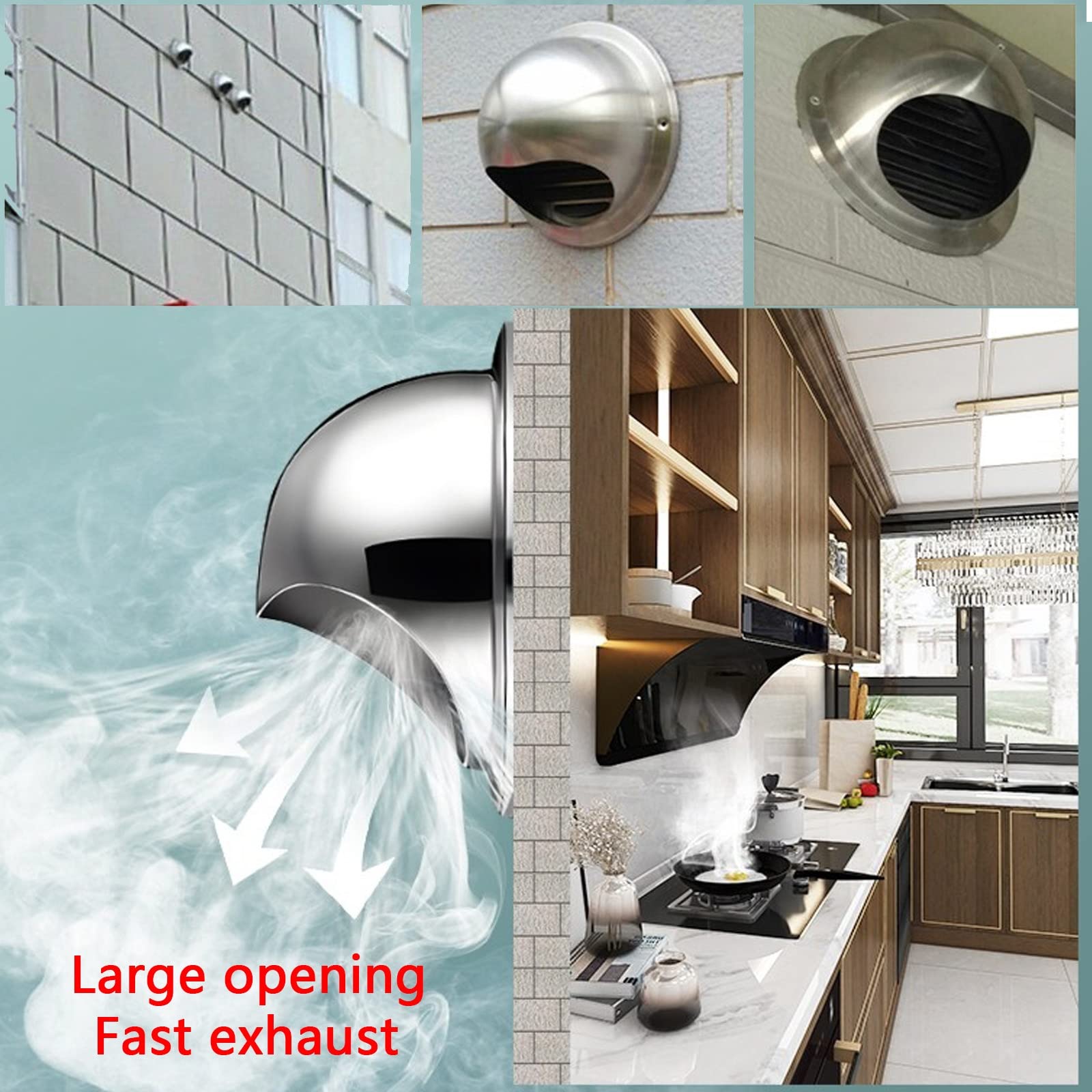 Grille D'Aération en Acier Inoxydable 304, Ronde Couvercle De Ventilation Sortie D'évacuation Bouche De Sortie Ventilation Grille, Ø 180/200/250/300mm Grille D'aération De Salle De Bain
