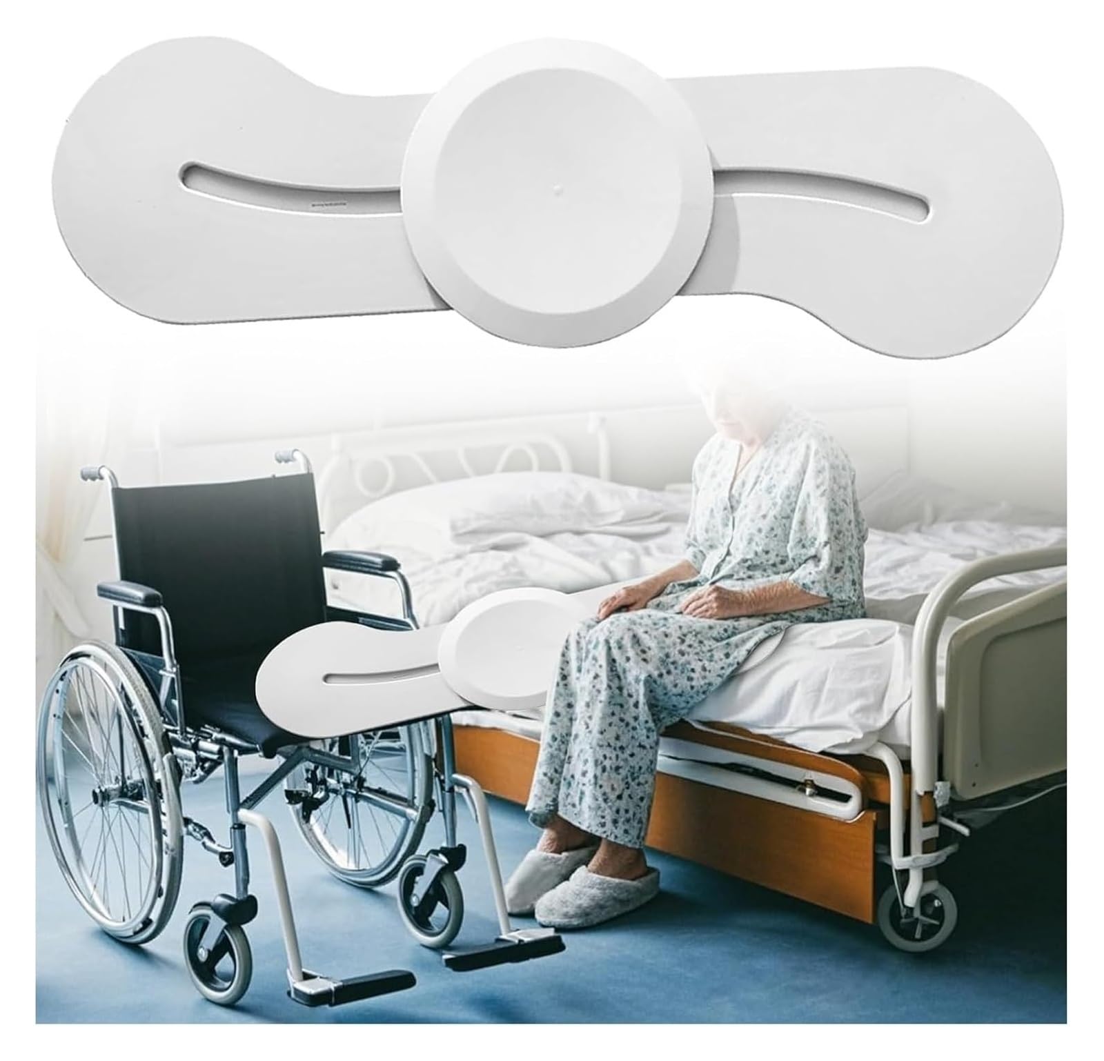 Tabla deslizante de transferencia con disco giratorio 360° -(102cm) | Polímero de resistente para traslados entre camas/sillas de ruedas,soporta 100 kg,Diseño curvo antideslizante para cuidadores