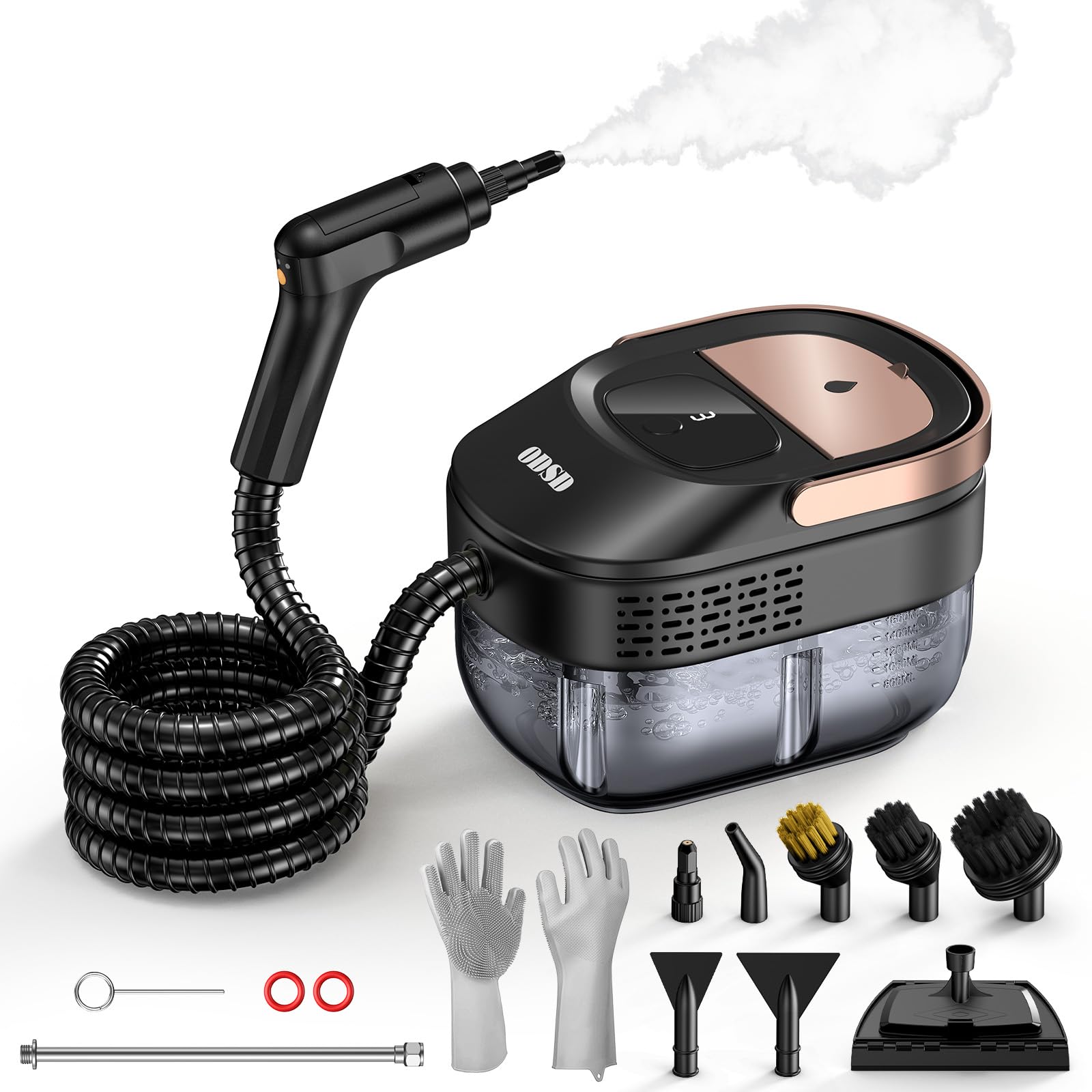 Photo 1 of ODSD Steam Cleaner for Home & Car, 3-Level Adjustable Steamer for Cleaning, 15s Heat-Up & 1.6L Large Tank, Handheld Steam Cleaner for Car Detailing, Home, Tile, Grout,Furniture with 15pcs Accessories