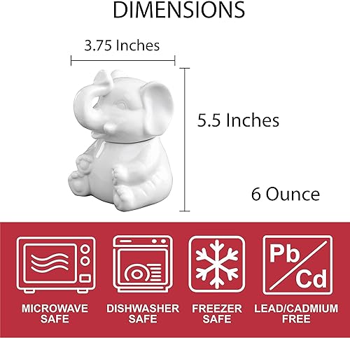 Miniatura 10 de HIC Kitchen Mini crema de elefante con asa porcelana blanca fina 2 onzas