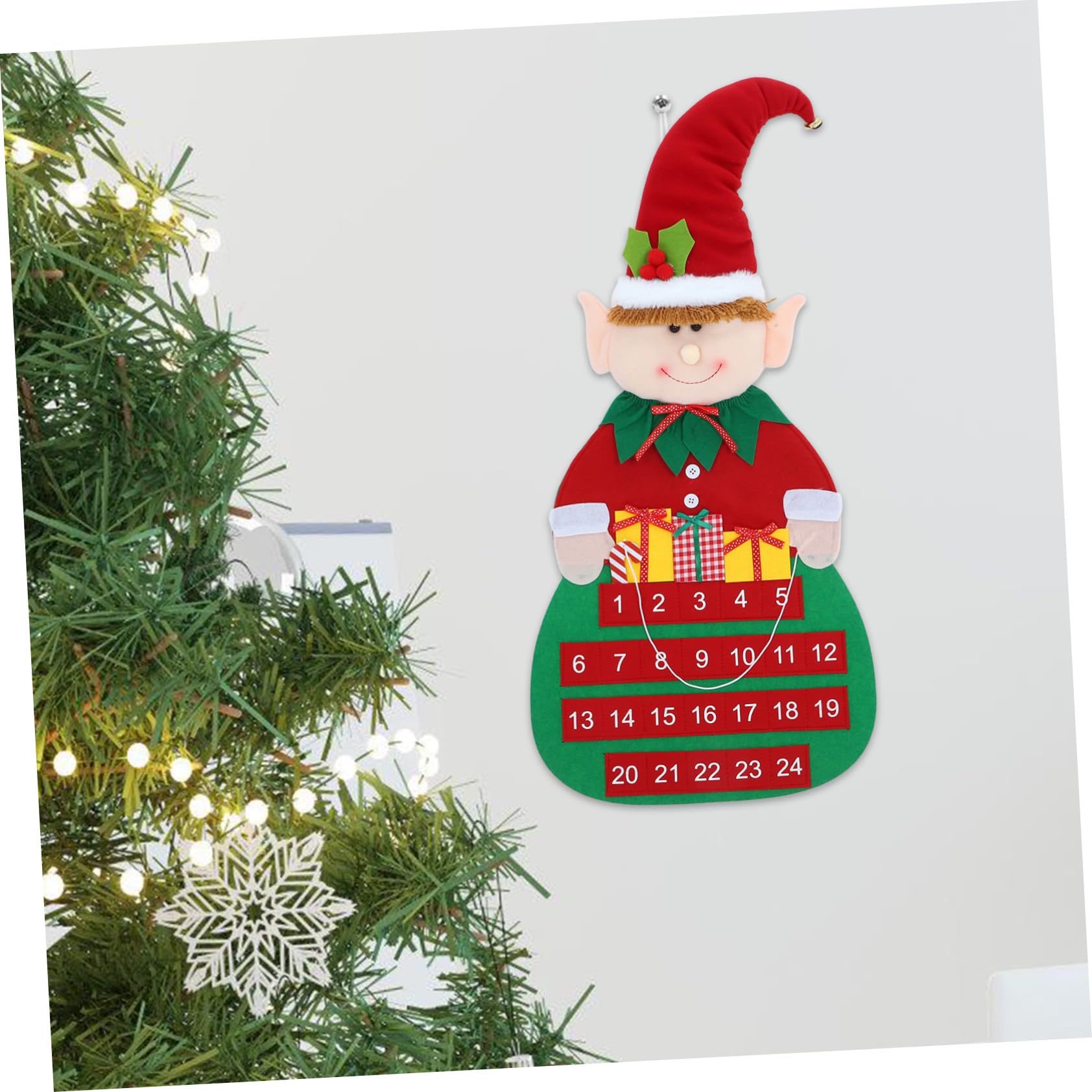 NUOBESTY Weihnachts Countdown Kalender aus Filz Adventskalender für Wand oder Tür mit Taschen zum Zählen der Tage Robust und Wiederverwendbar Einfache Anbringung für Weihnachtsdeko