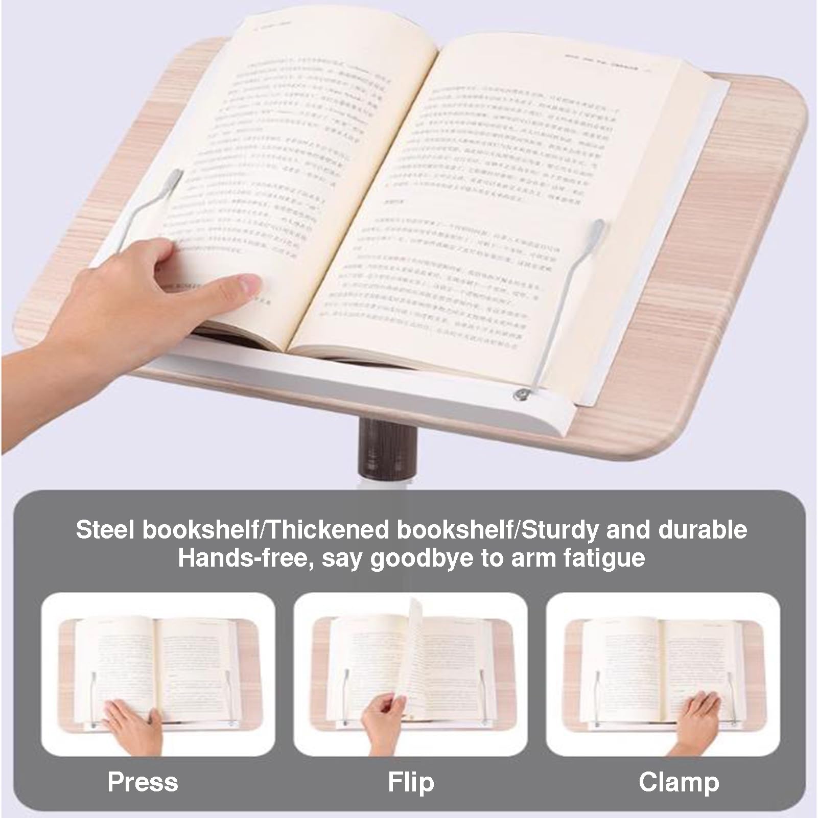 Genérico Soporte de Lectura de pie de Madera Ajustable, Estante para portátil, Soporte para Libros y partituras con Pinzas para páginas, Capacidad de 15 kg (50-130 cm) hogar y la o