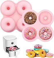 Vista 1 de 2 moldes de donas para freidora de aire, molde de dona, moldes de dona reutilizables, molde de dona de silicona, sartén antiadherente para bagel