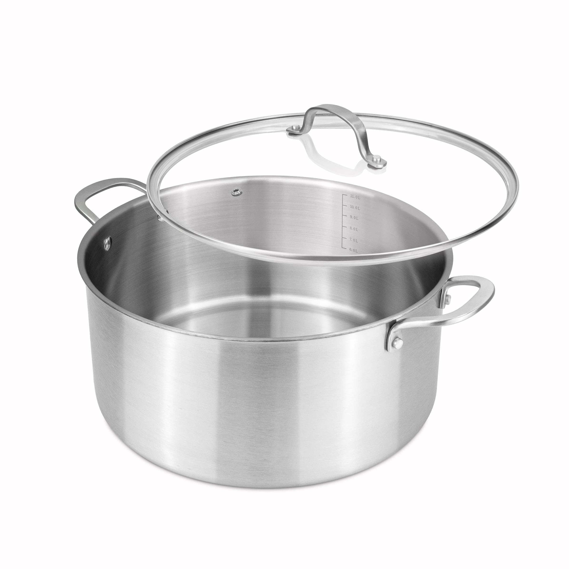 Stainless Steel Cooking Pot – Induction Hob Stockpot with Glass Lid – Oven Safe Non Stick Dutch Oven – 32cm Diameter, 20cm Height, 16L – by Nuovva