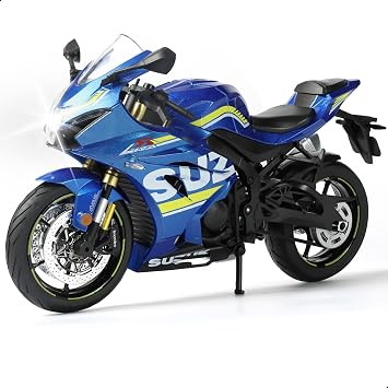 Risopen 19 Motorcycle Model for Suzuki GSX R1000R Metal Die-cast Motorcycle Model No Assembly Required Mini Finished Moto Classic Collection Gift for AdultBlue