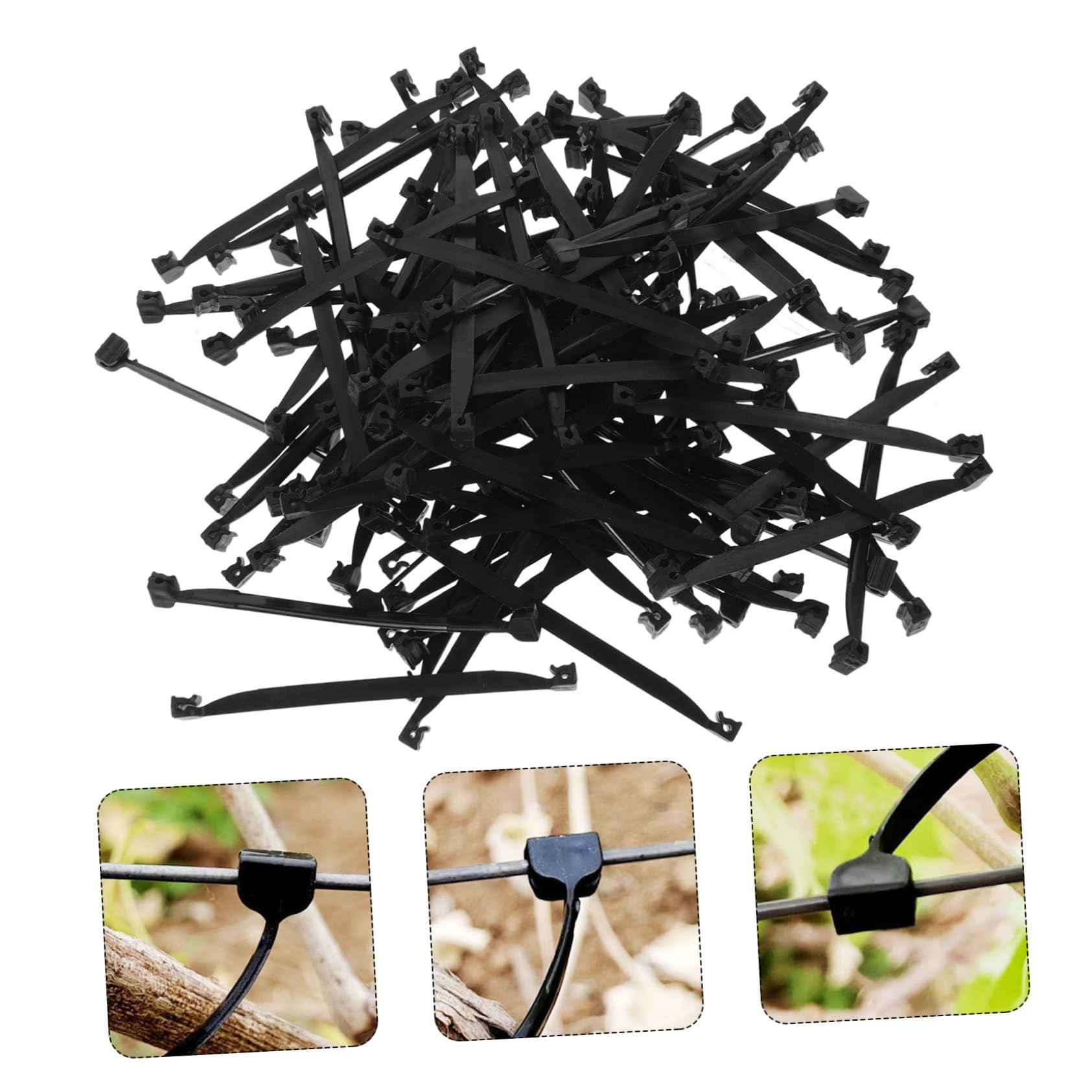ORFOFE Mollette per Piante per Viti e Rami, Clip di Fissaggio in Plastico Nero, Facili da Usare, per Giardino e Sostegno Tralci, 1 Sacchetto