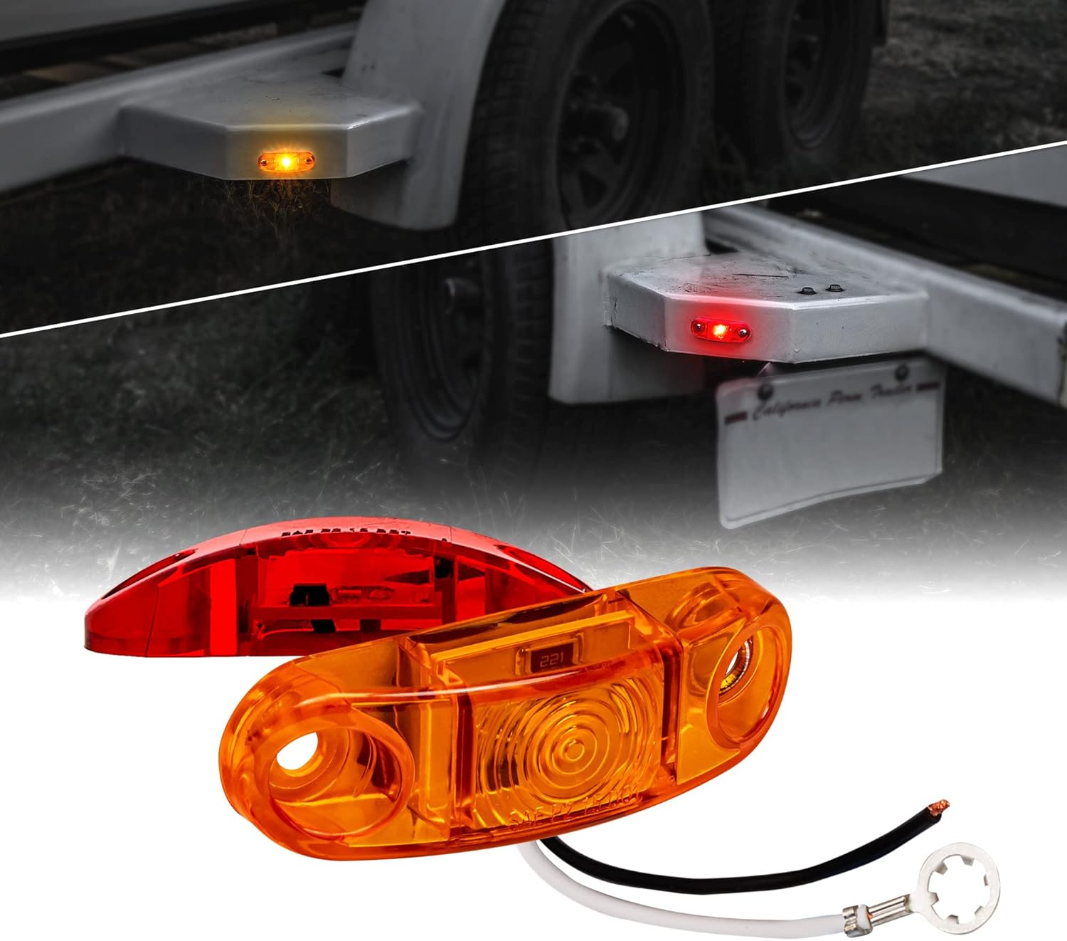 TRUE MODS 2pc 2.5" Amber + Red LED Trailer Marker Light Kit