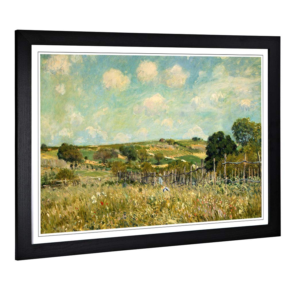 Big Box Art Framed Print of Alfred Sisley The Meadow Design | Wall Art Picture | Home Decor for Kitchen, Living, Dining Room, Bedroom, Hallway, Office, Black, A2 / 24.5x18 Inch / 62x45cm