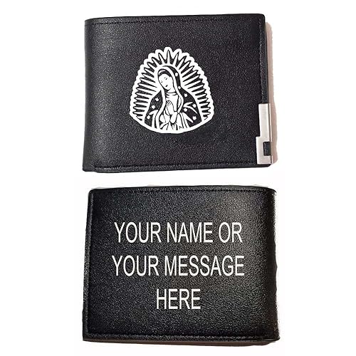 VIRGIN MARY VIRGEN DE GUADALUPE MEN'S WALLET STANDARD BLACK COLOR PU LEATHER WALLET PERSONALIZED THE PERFECT GIFT FOR HIM BILLETERA PARA HOMBRE NEGRA