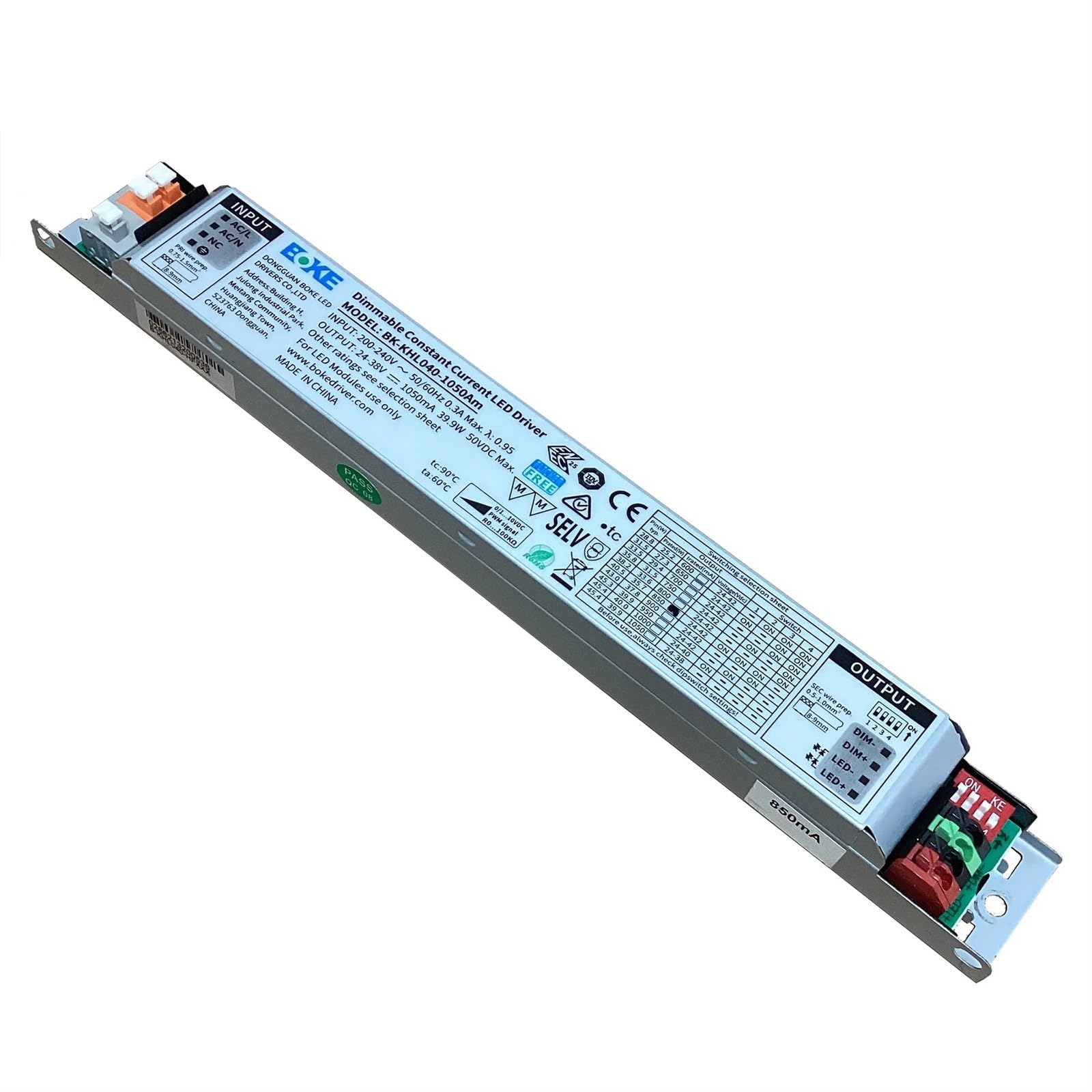 1 Uds. Controlador LED Regulable Lineal de Corriente Constante 40W BK-KHL040-1050Am 1-10V PWM RX atenuación 10 Niveles 600mA