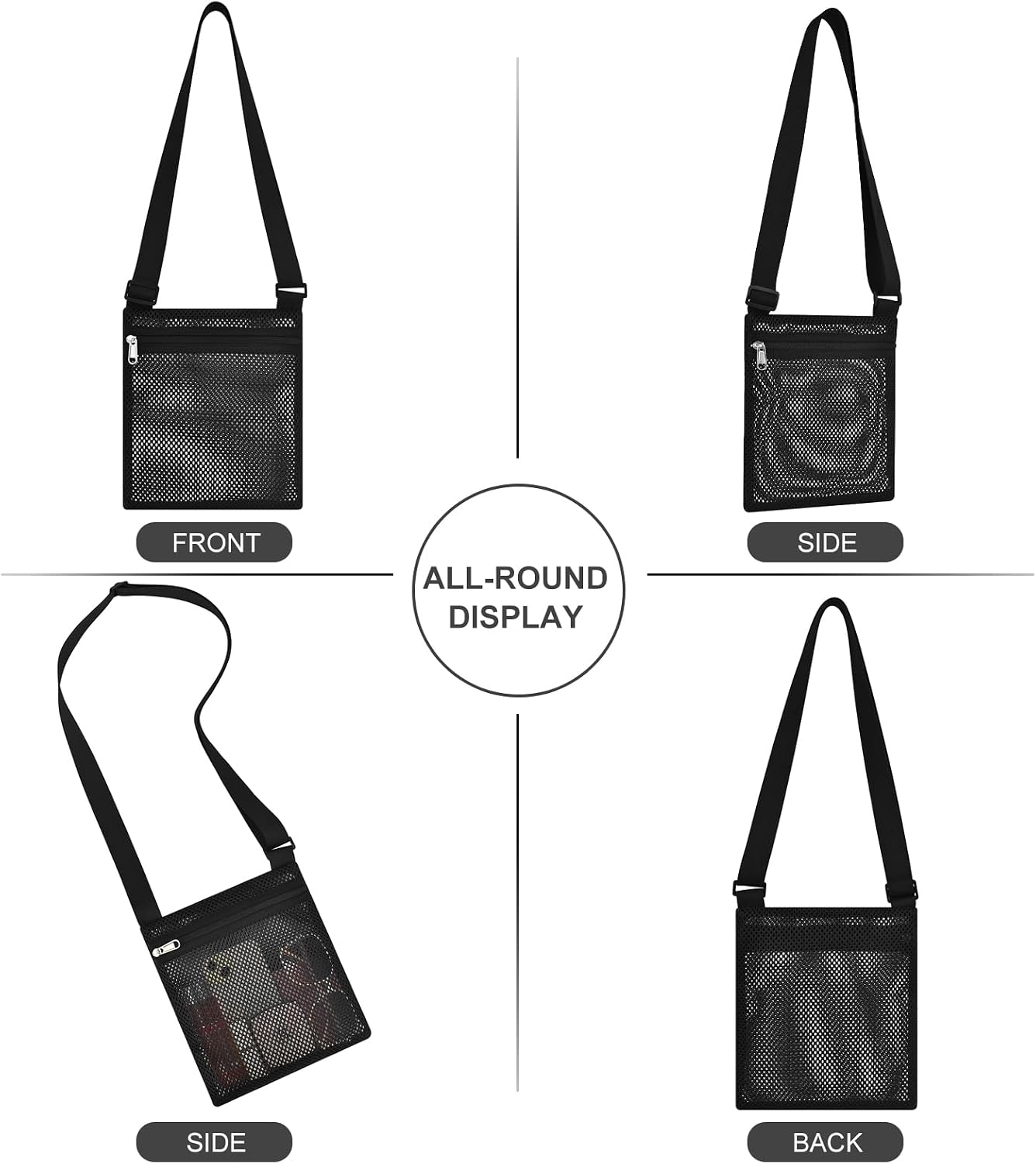 USPECLARE Heavy Duty Semi-Transparent Mesh Purse See Through Mesh Crossbody Bag
