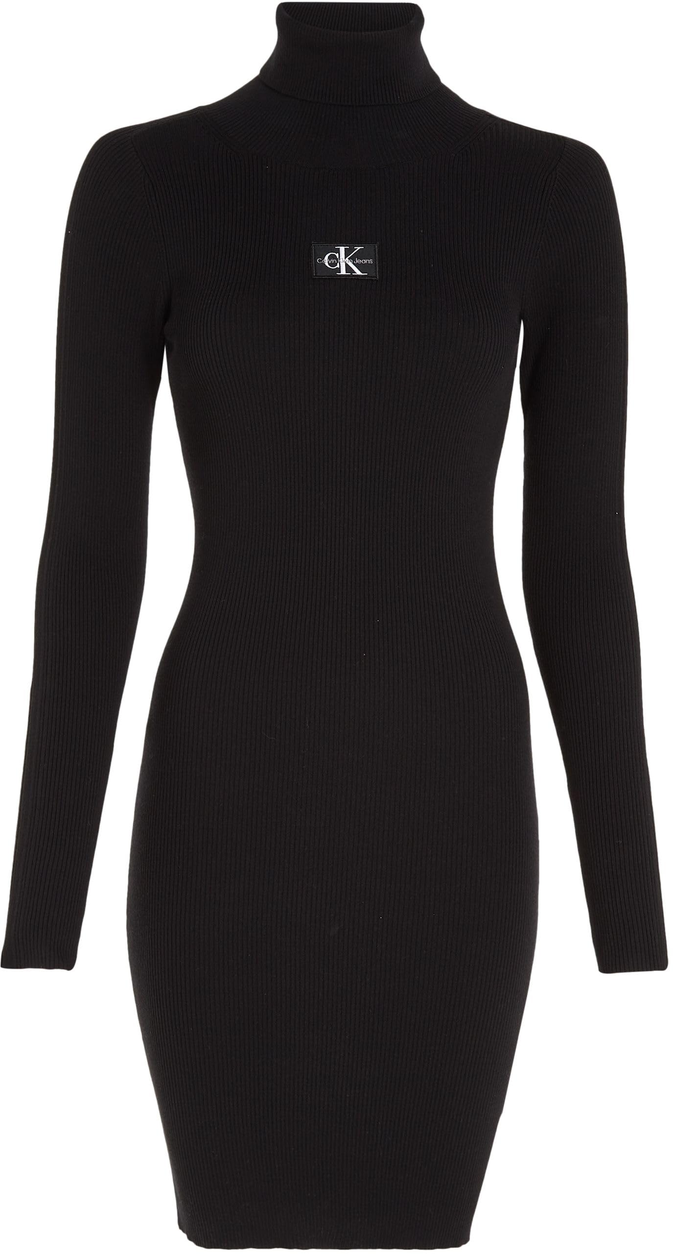 Calvin Klein Damen Badge Roll Neck Sweater Dress J20j221690 Strickkleider (1er Pack)
